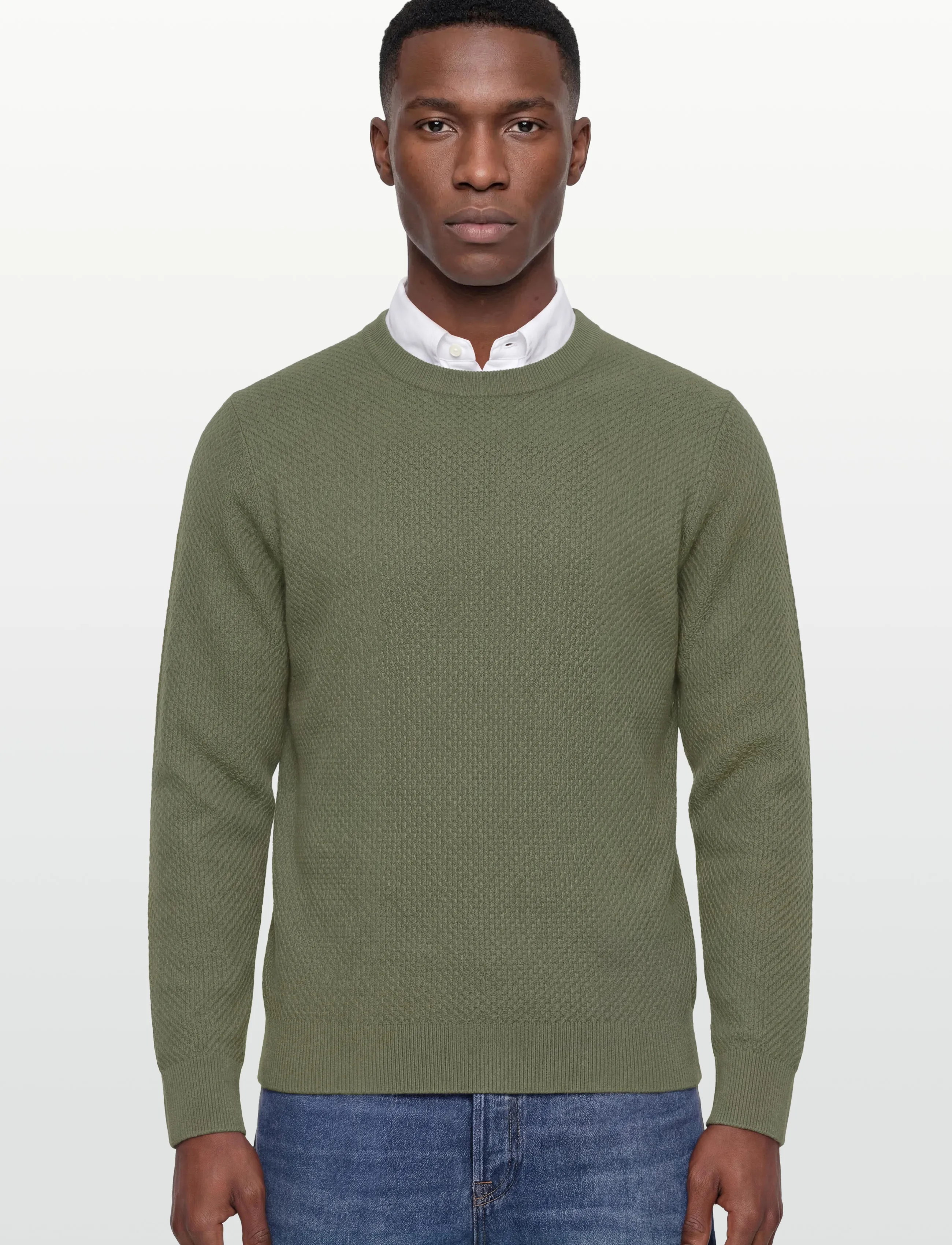 J. Lindeberg - M Cotton Structure Sweater - sweatshirts - olivine - 3