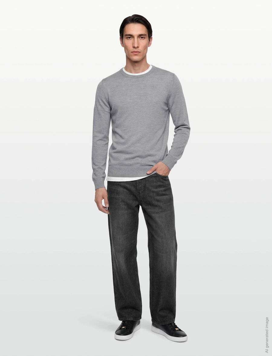 J. Lindeberg - M Merino Blend C-Neck Sweater - rund hals - grey melange - 0