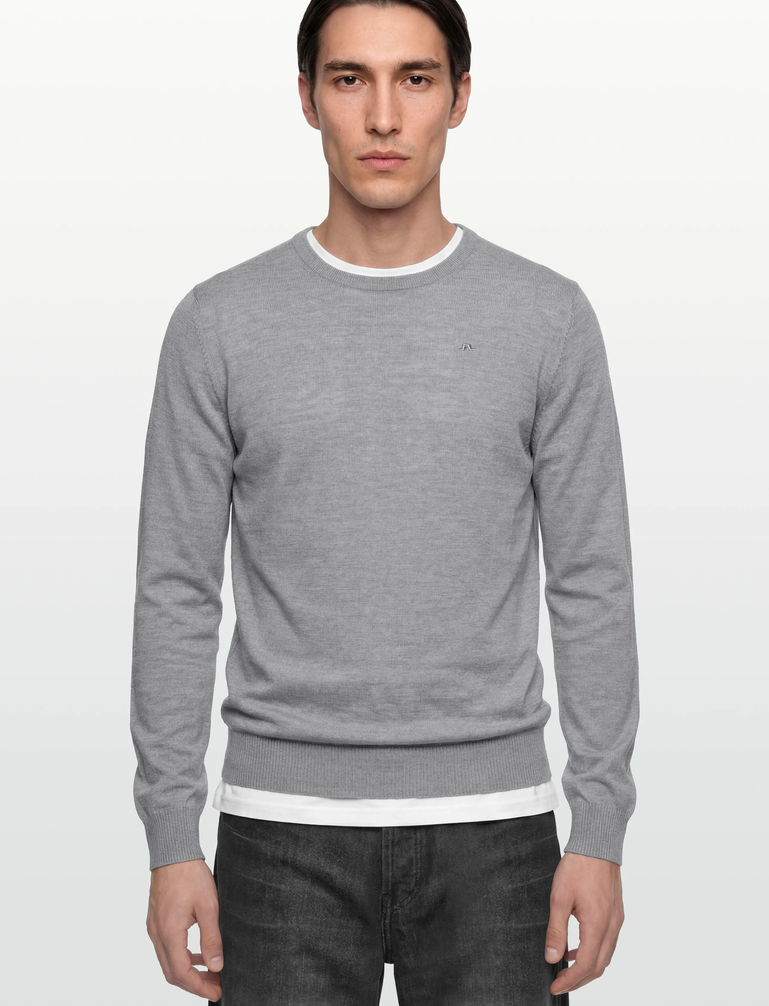 J. Lindeberg - M Merino Blend C-Neck Sweater - rund hals - grey melange - 3