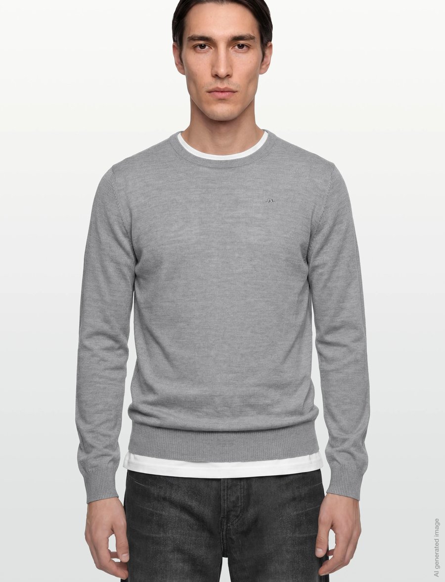 J. Lindeberg - M Merino Blend C-Neck Sweater - rund hals - grey melange - 3