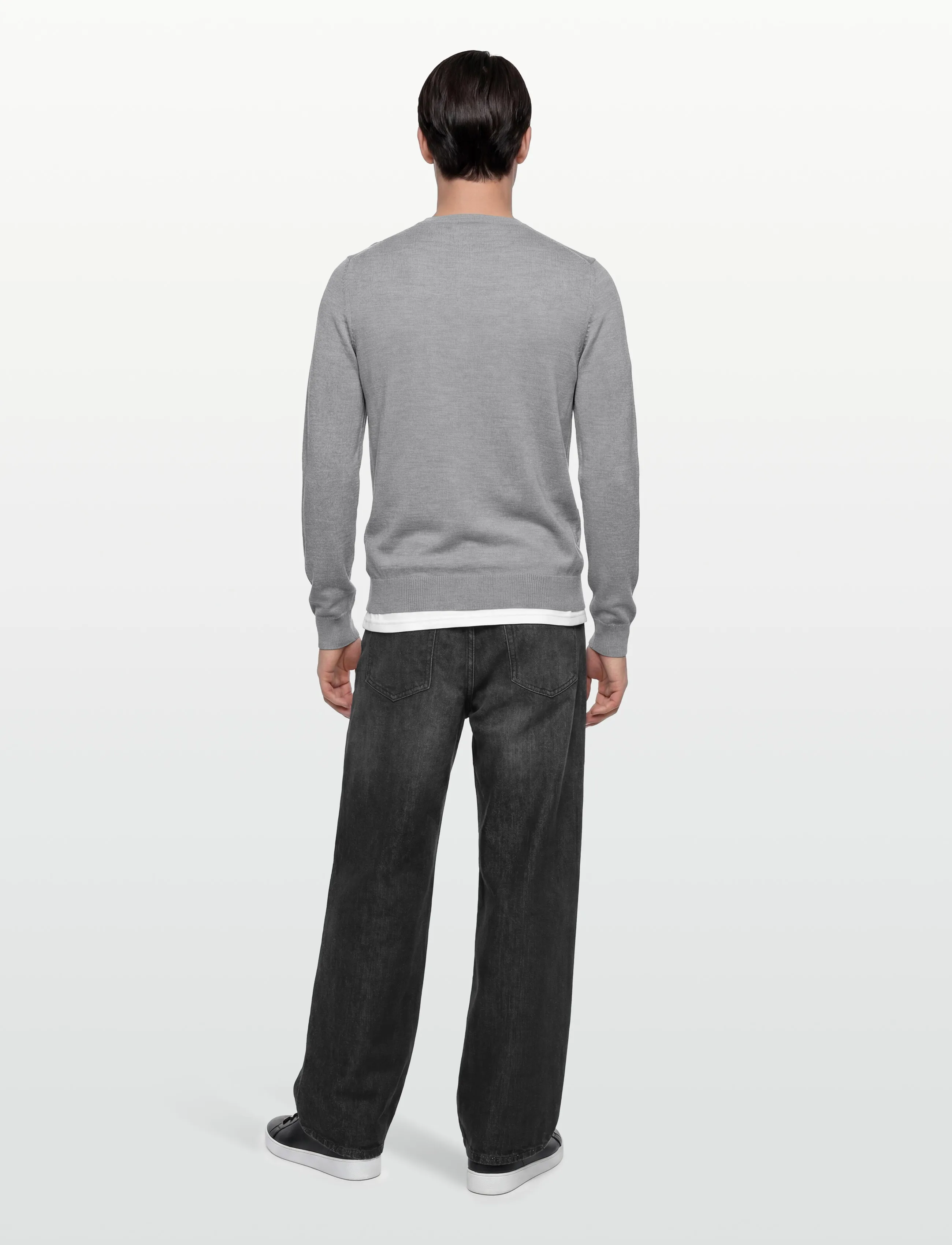 J. Lindeberg - M Merino Blend C-Neck Sweater - rund hals - grey melange - 4