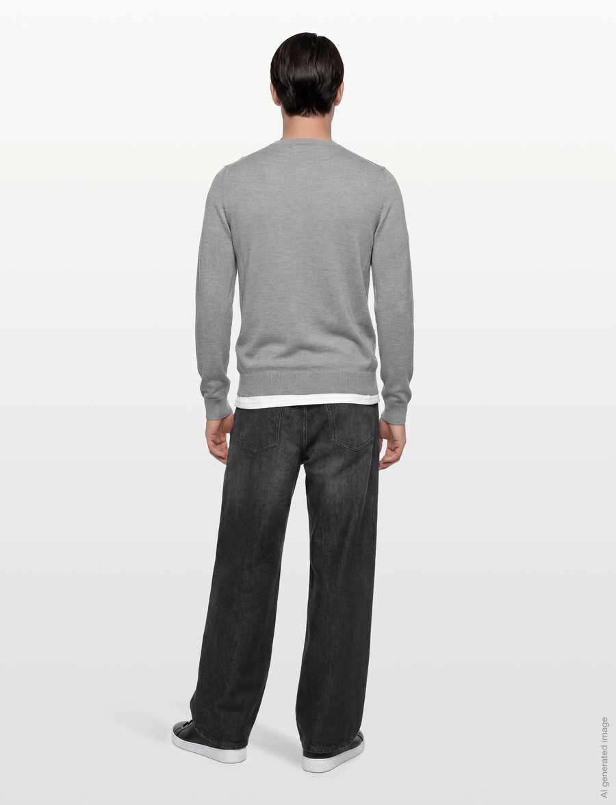 J. Lindeberg - M Merino Blend C-Neck Sweater - rundhalsad - grey melange - 4