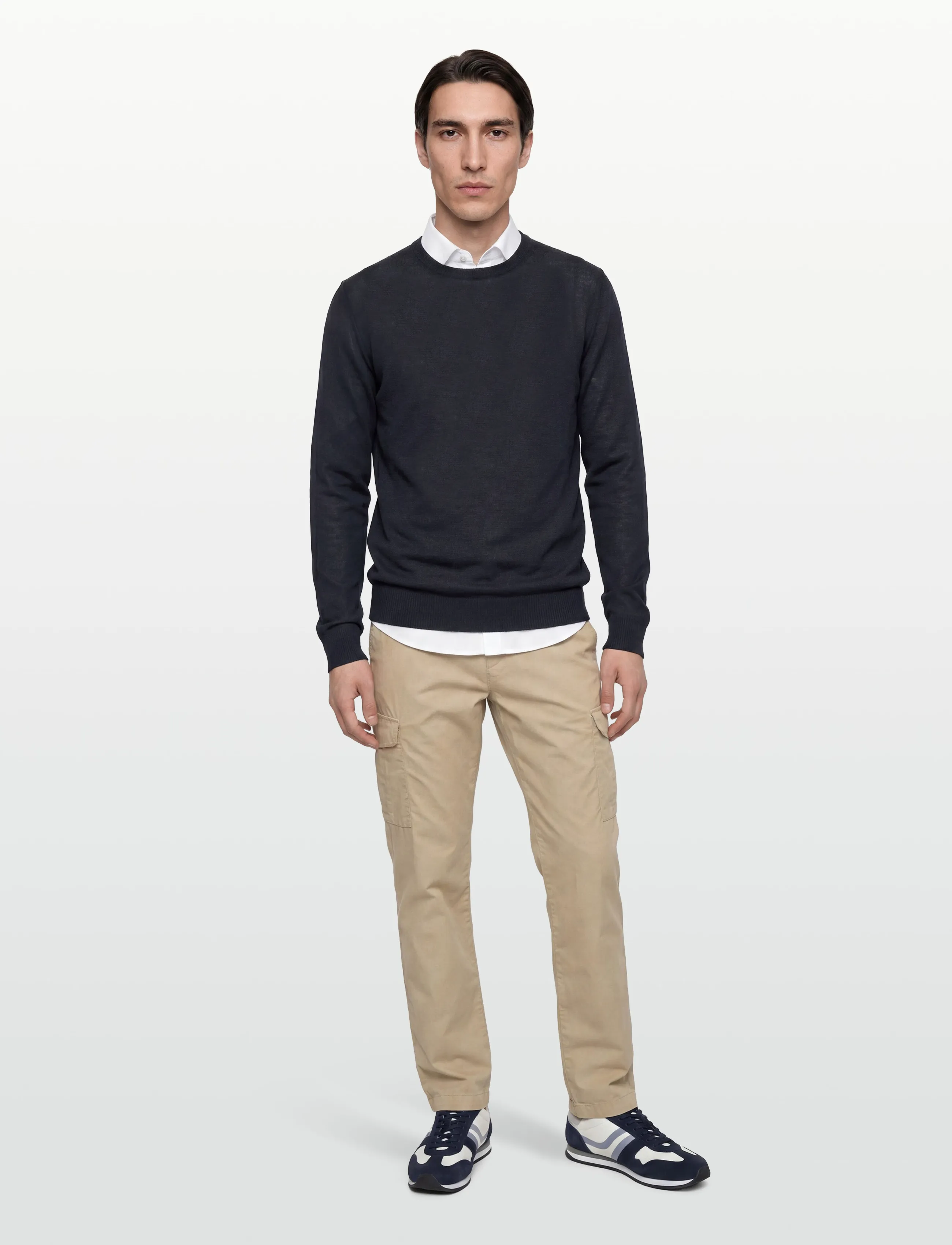 J. Lindeberg M Merino Blend C-Neck Sweater, M, Knitwear, Marineblau - Round Necks, Männerswear