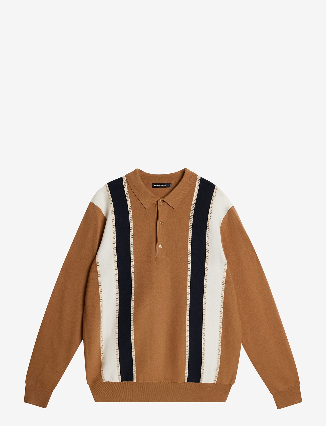 J. Lindeberg - Heden Striped Knitted Polo - neulotut poolot - chipmunk - 0