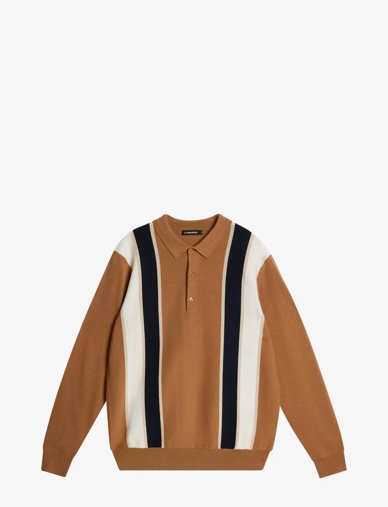 J. Lindeberg - Heden Striped Knitted Polo - geweven polo's - chipmunk - 1