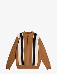 J. Lindeberg - Heden Striped Knitted Polo - neulotut poolot - chipmunk - 1