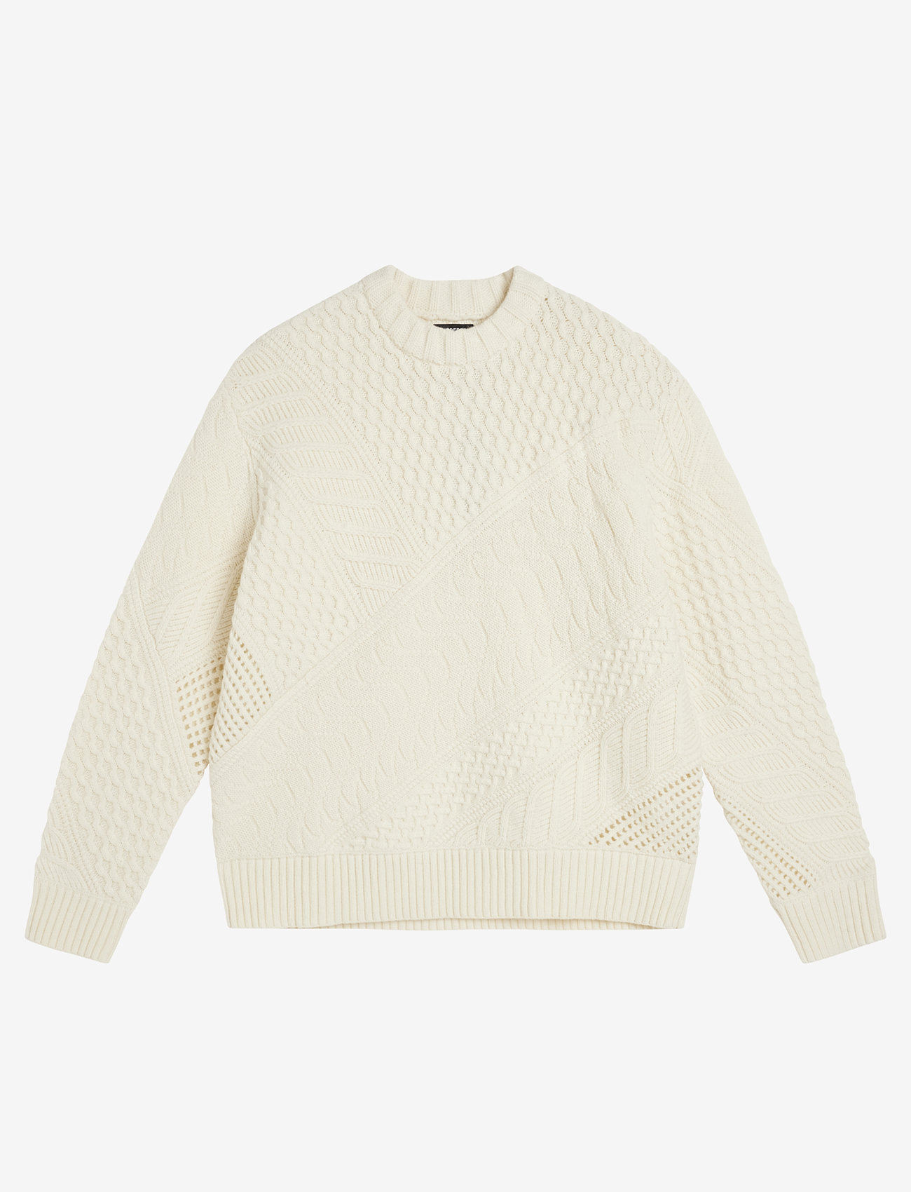 J. Lindeberg - Savio Cable Knit Mock Neck - rundhalsad - cloud white - 0