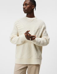 J. Lindeberg - Savio Cable Knit Mock Neck - knitted round necks - cloud white - 1