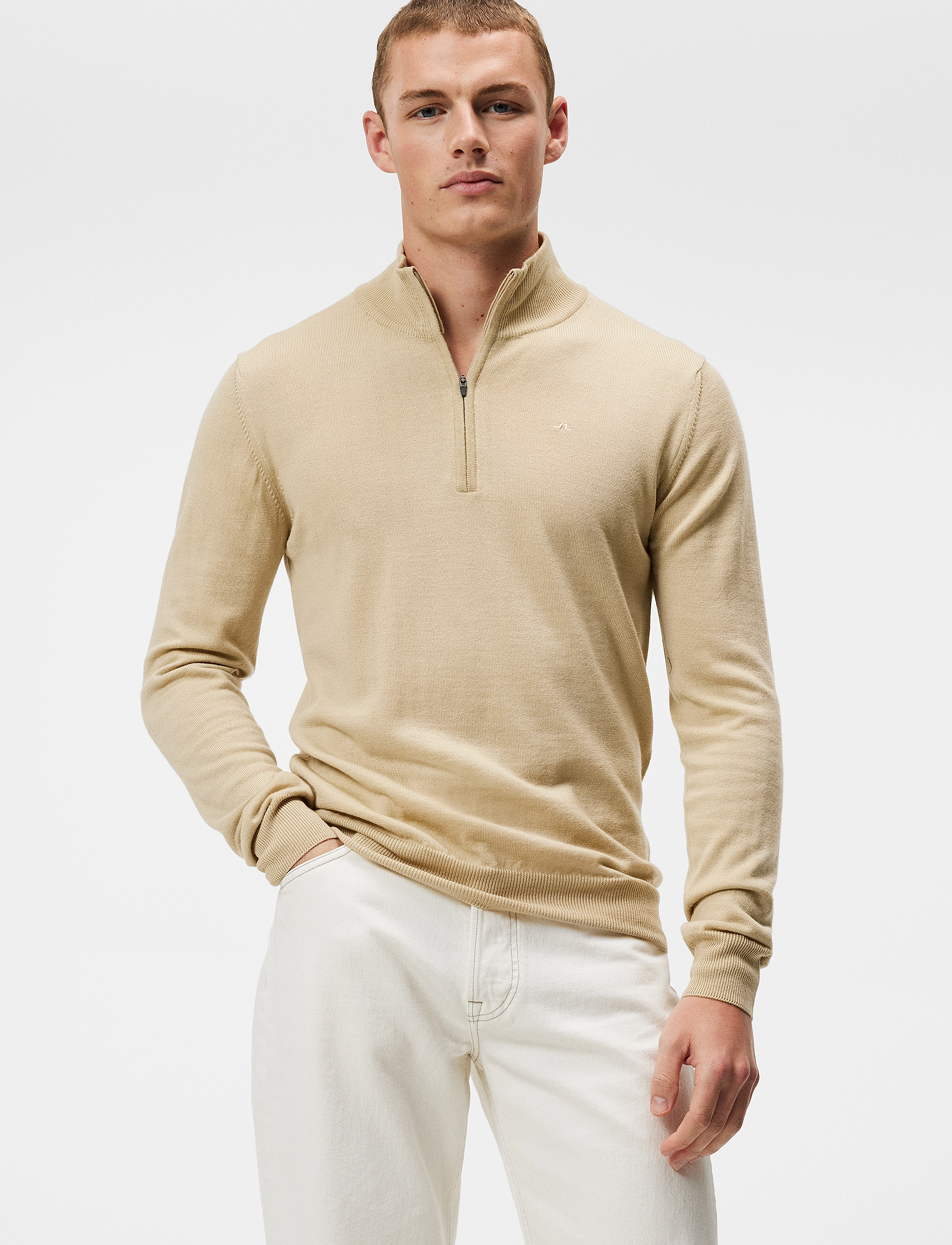 J. Lindeberg - Kiyan Quarter Zip Sweater - safari beige - 1