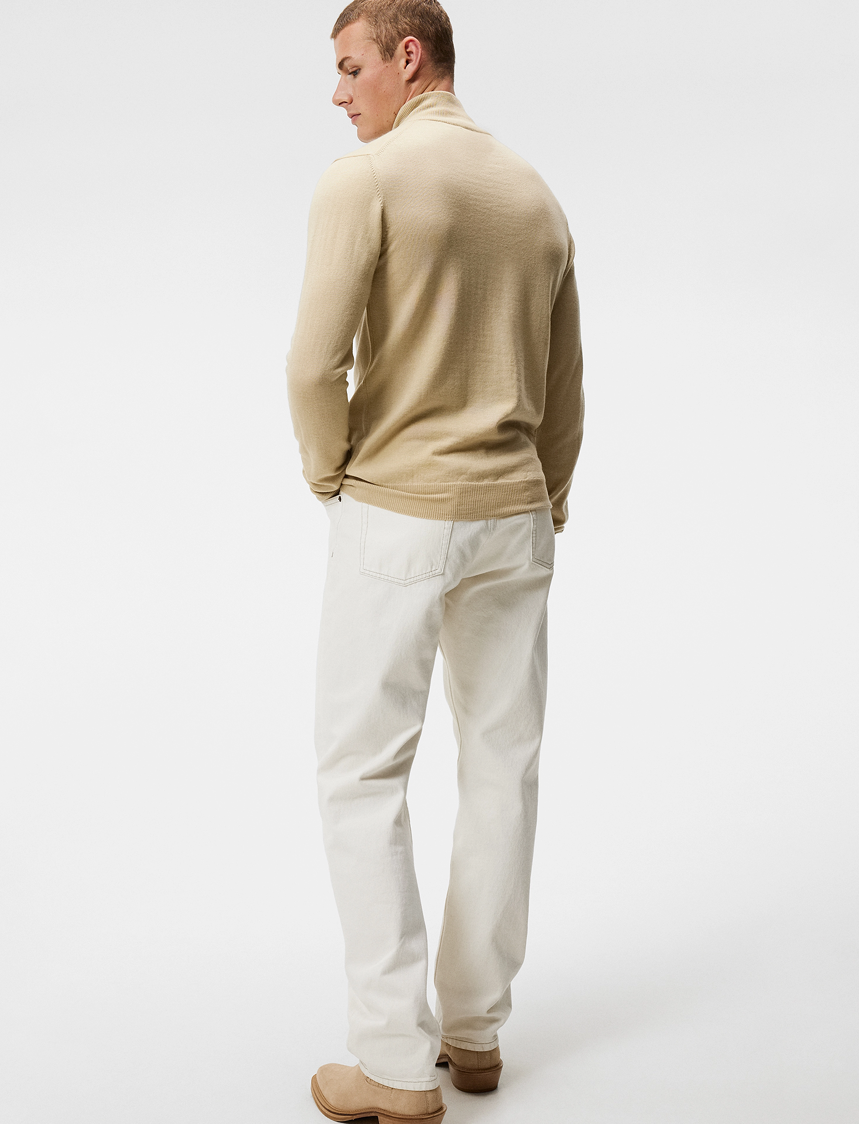J. Lindeberg - Kiyan Quarter Zip Sweater - safari beige - 2