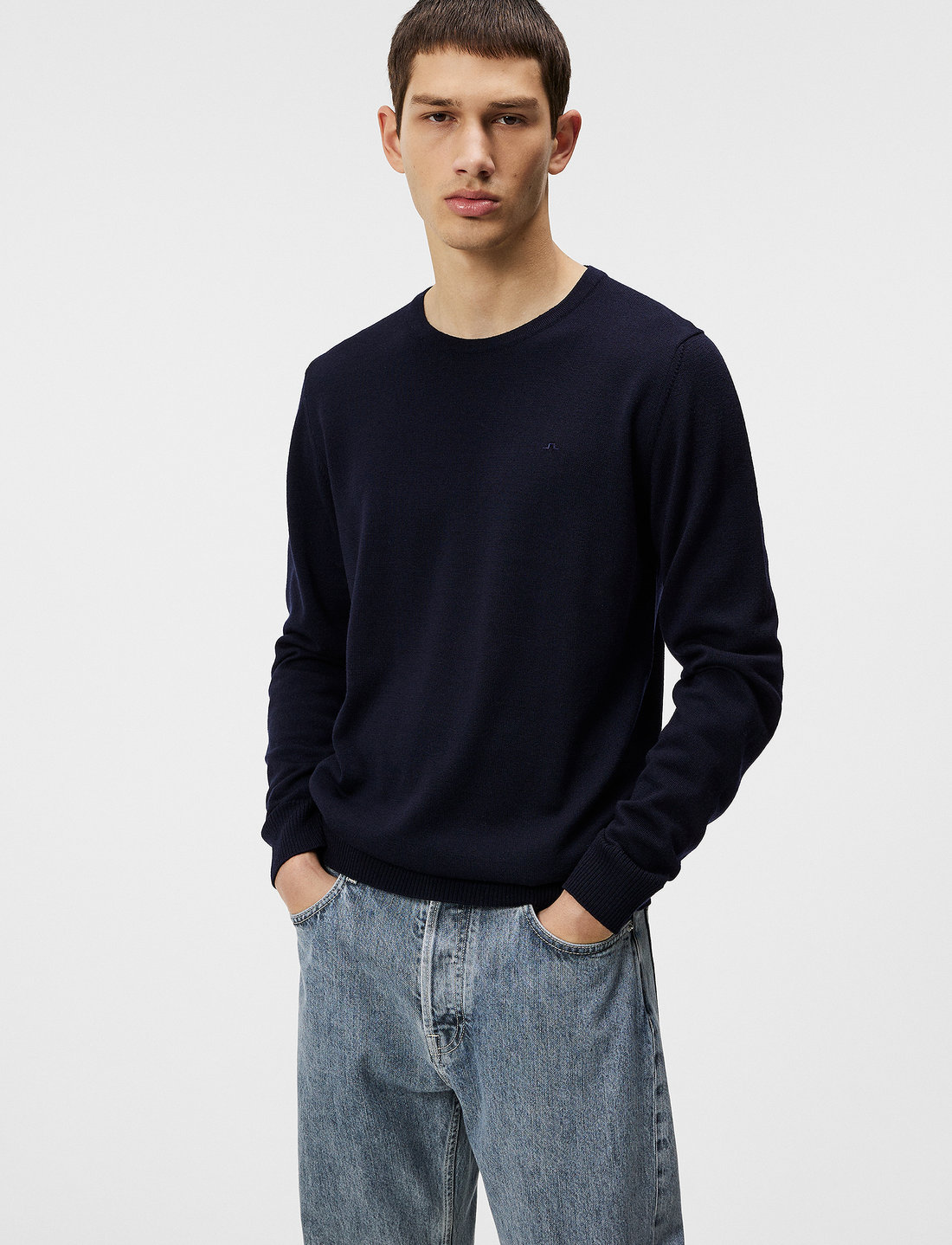 J. Lindeberg - Lyle Merino Crew Neck Sweater - pyöreäaukkoiset - navy - 0