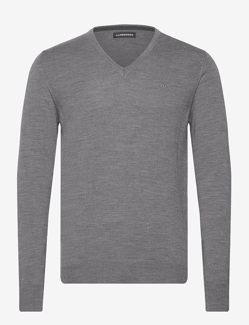 J. Lindeberg - Lymann Merino V-neck Sweater - v-kaelusega kudumid - grey melange - 1
