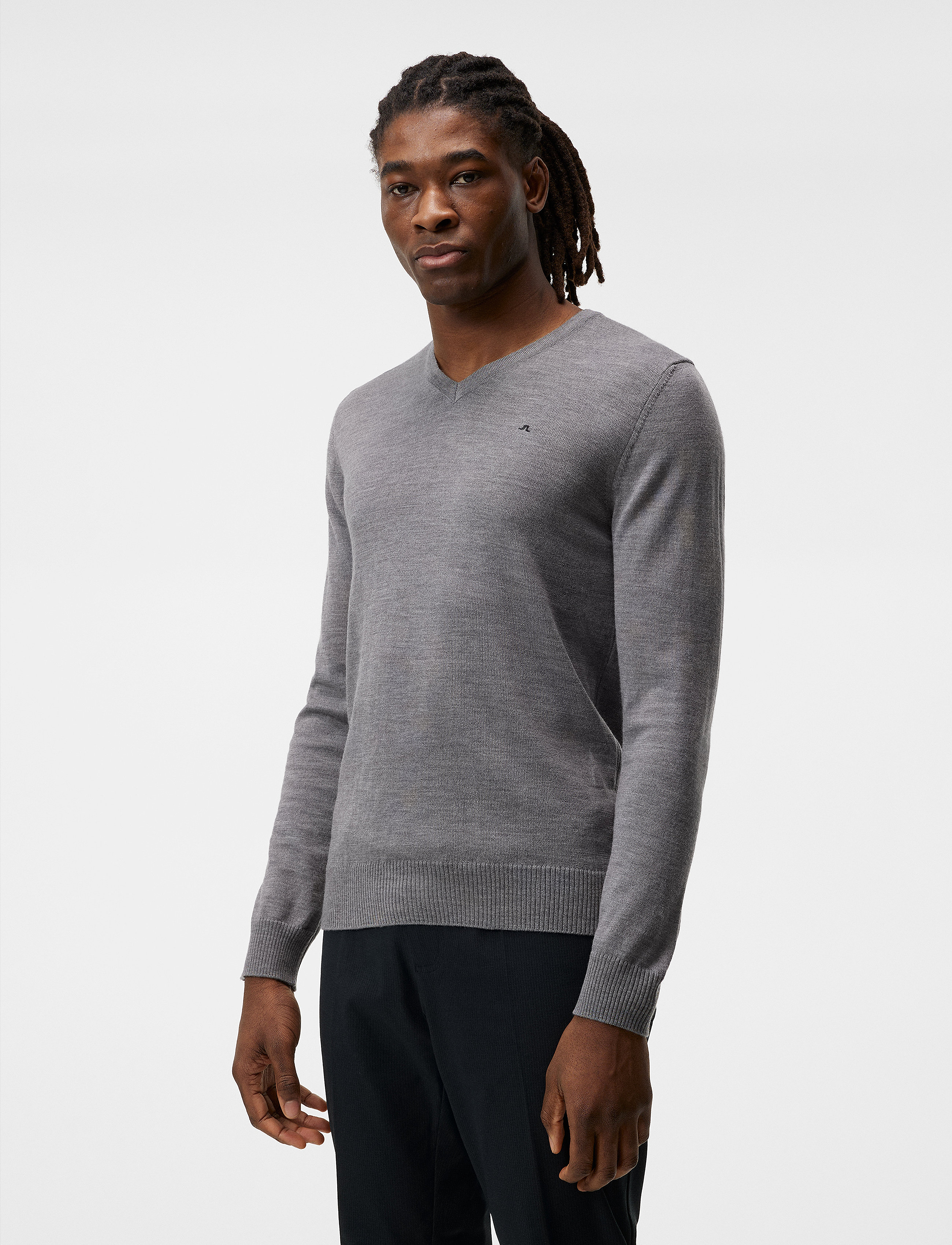 J. Lindeberg - Lymann Merino V-neck Sweater - v-aukkoiset - grey melange - 0
