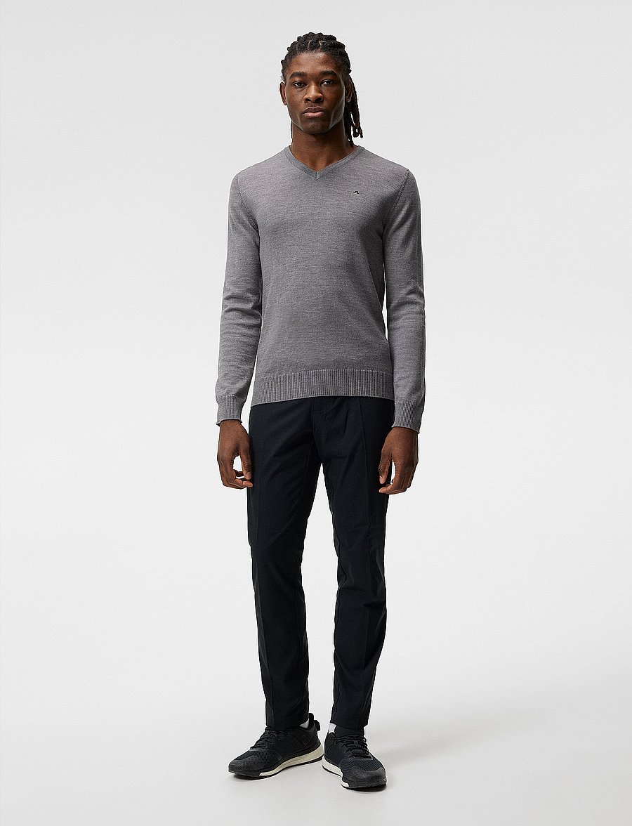 J. Lindeberg - Lymann Merino V-neck Sweater - v-aukkoiset - grey melange - 4