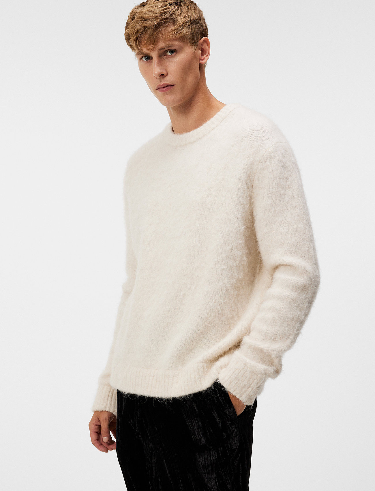 J. Lindeberg - Harold Hairy Knit Crew - knitted round necks - cloud white - 1
