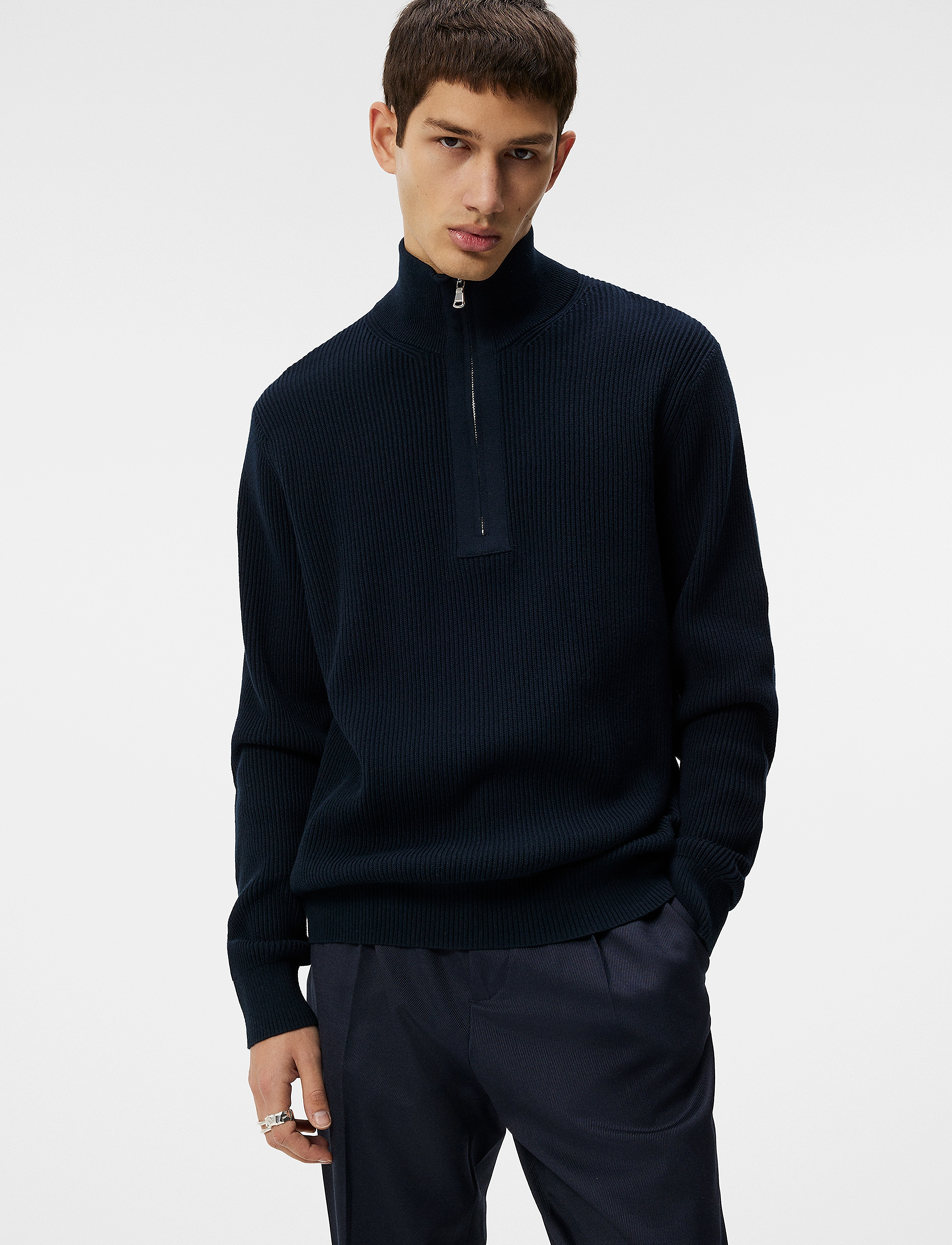 J. Lindeberg - Alex Half Zip Knitted Sweater - jl navy - 2