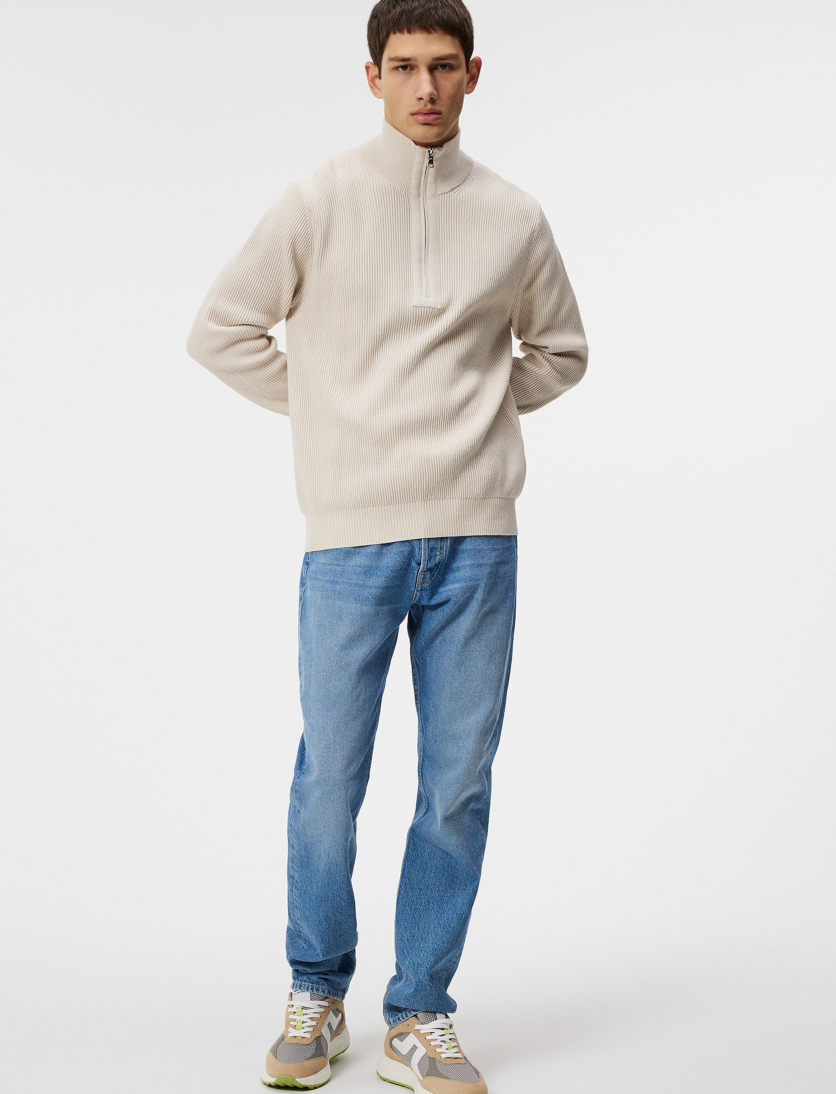 J. Lindeberg - Alex Half Zip Knitted Sweater - moonbeam - 4