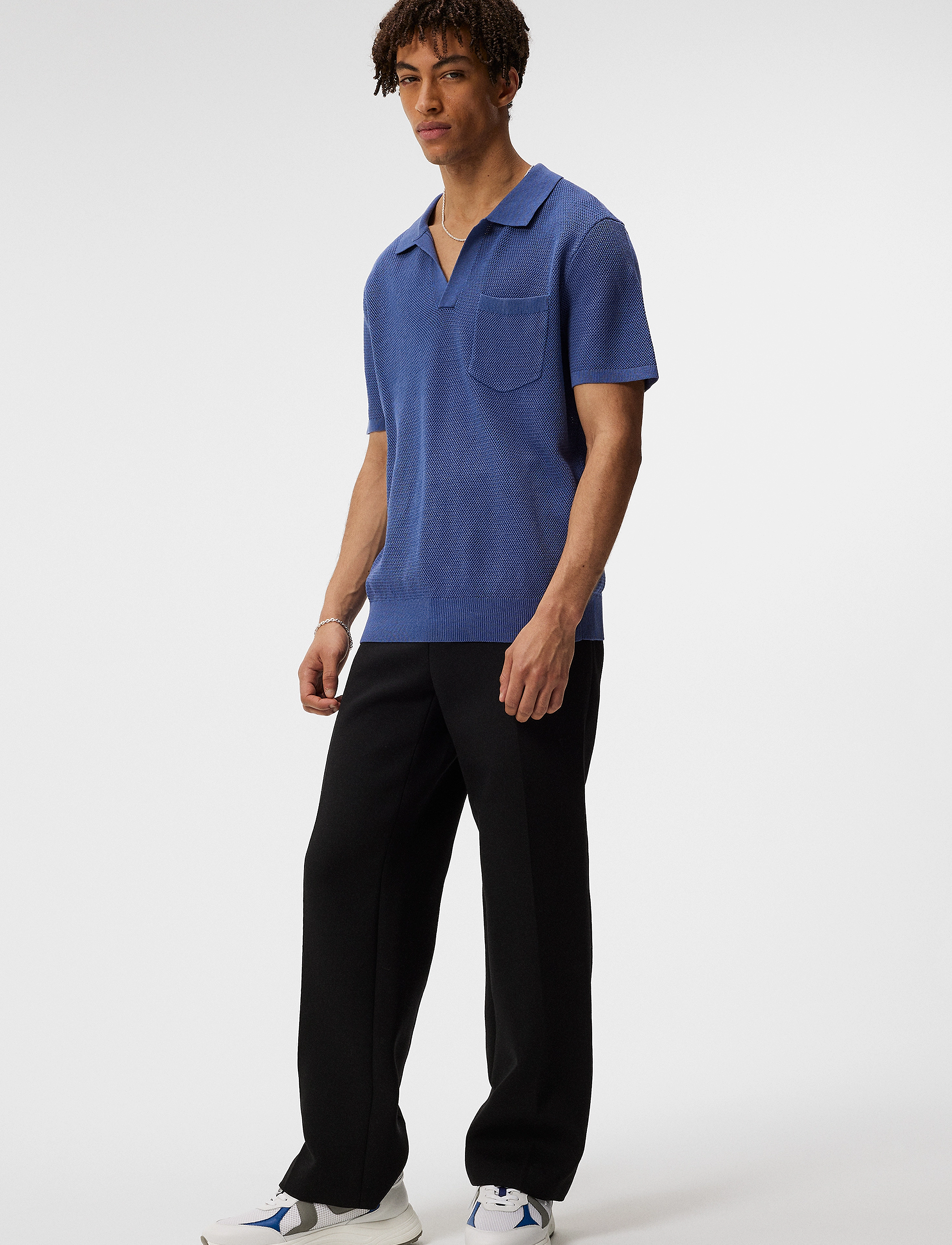 J. Lindeberg - Ben Open Collar Polo - bijou blue - 4