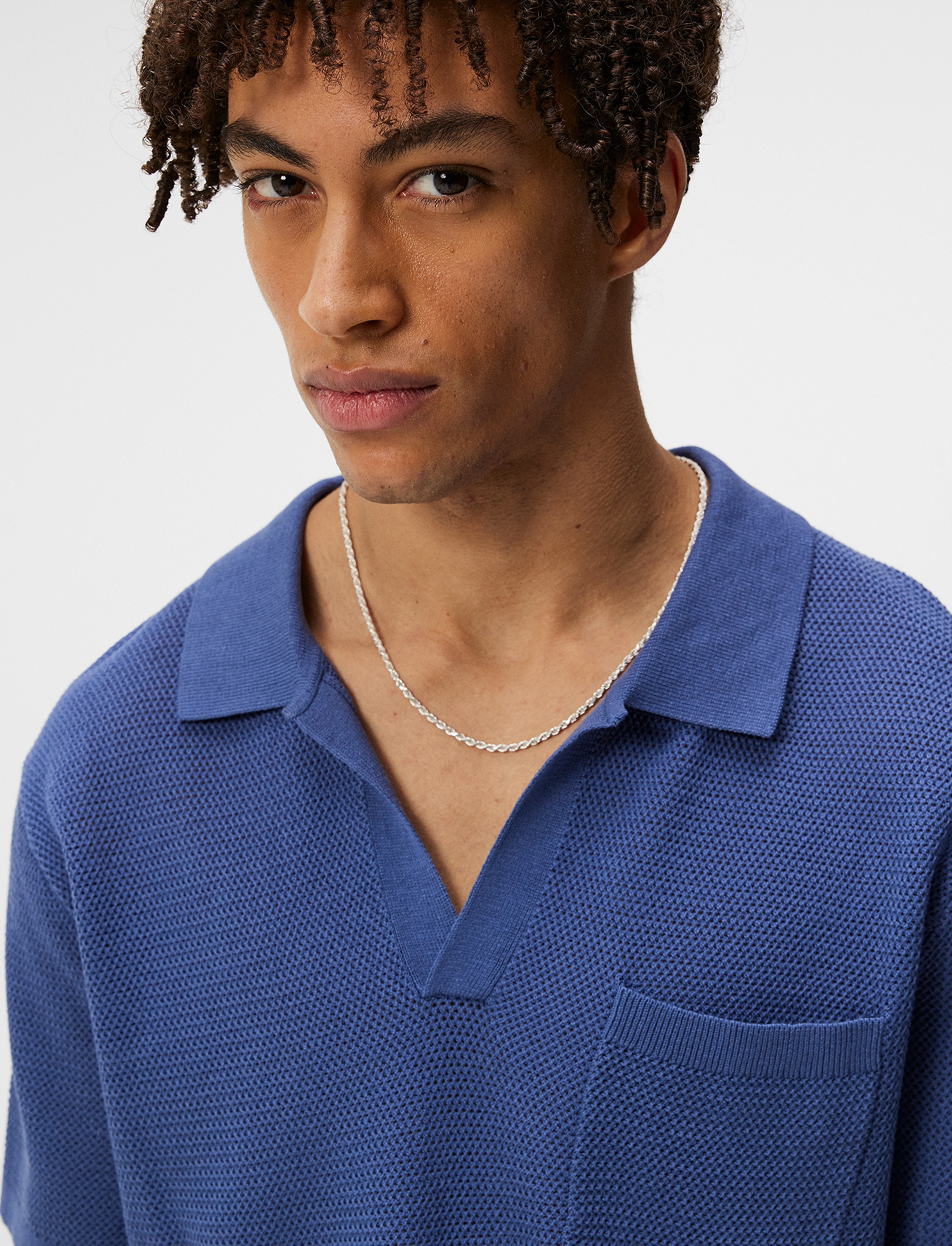 J. Lindeberg - Ben Open Collar Polo - bijou blue - 5
