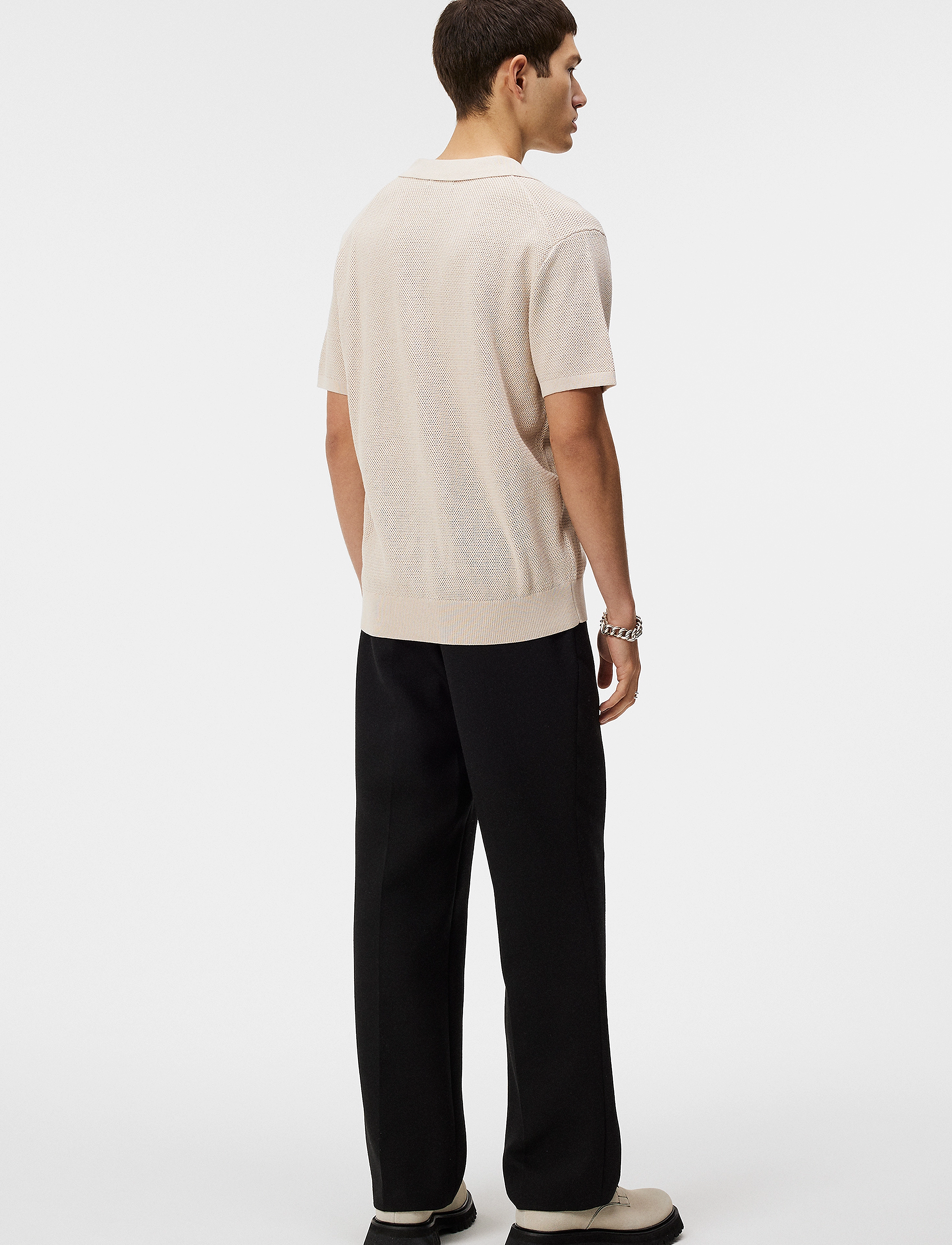 J. Lindeberg - Ben Open Collar Polo - moonbeam - 3