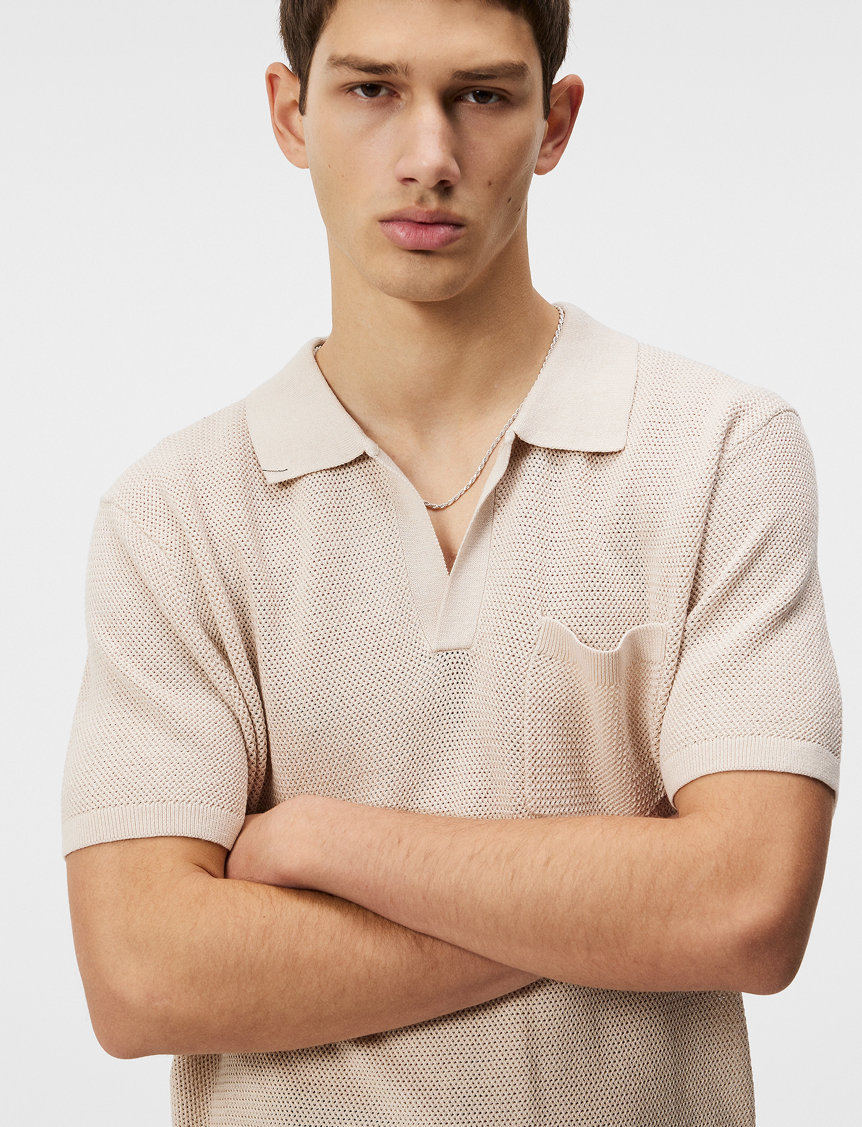 J. Lindeberg - Ben Open Collar Polo - moonbeam - 5