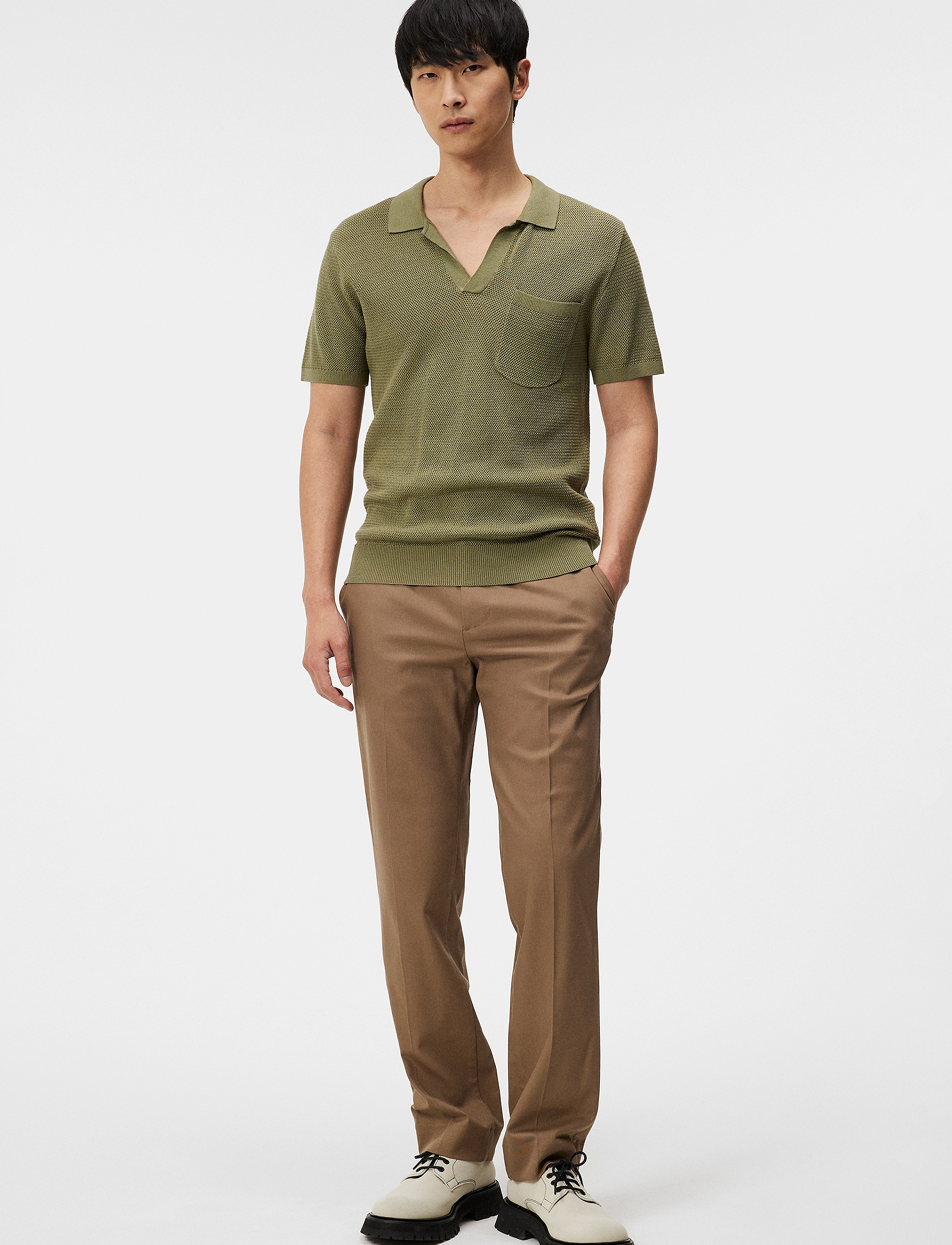 J. Lindeberg - Ben Open Collar Polo - oil green - 4