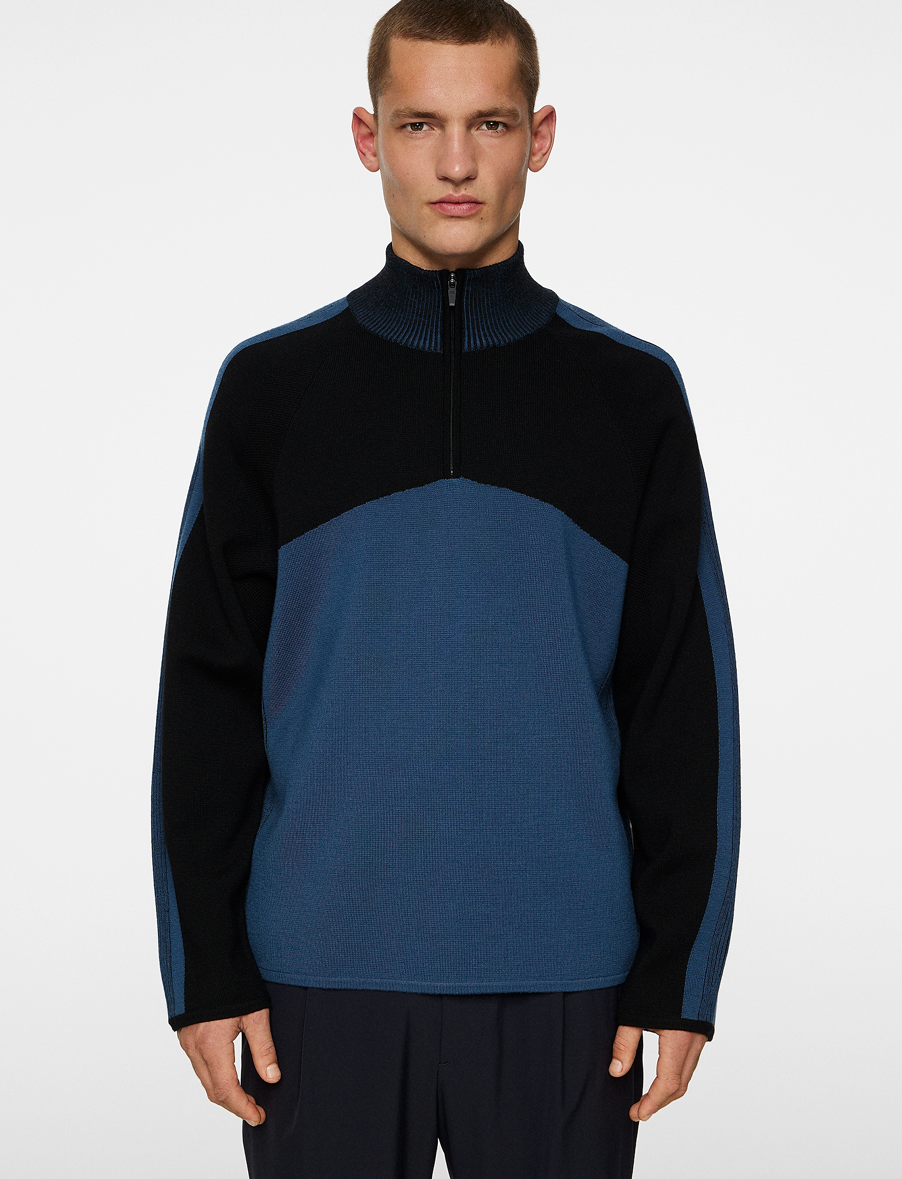 J. Lindeberg Tim Tech Knit Quarter Zip, XL/XXL, Knitwear, Blau - Half Zip Jumpers, Männerswear