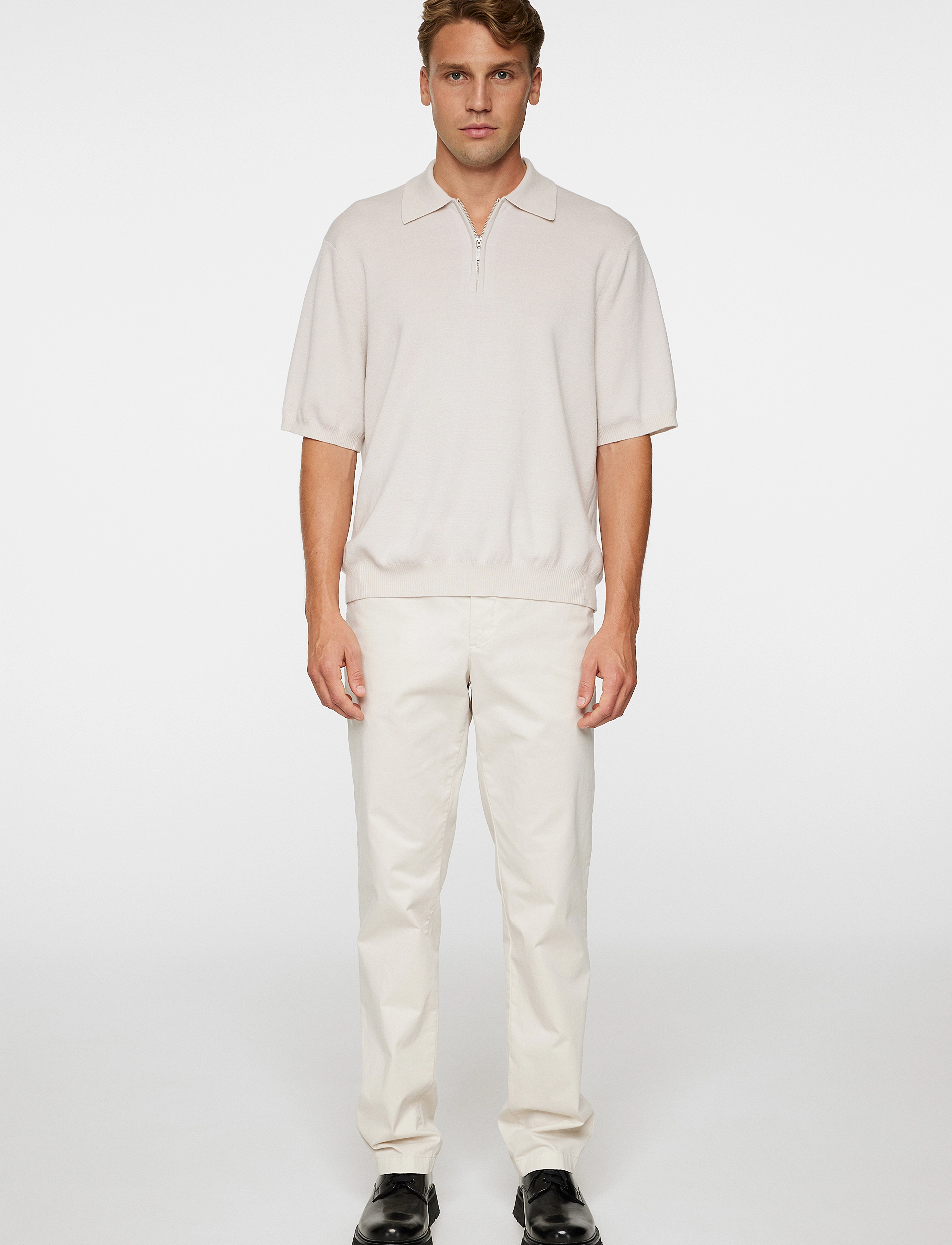 J. Lindeberg - Tyler Quarter Zip Knit Polo - moonbeam - 4