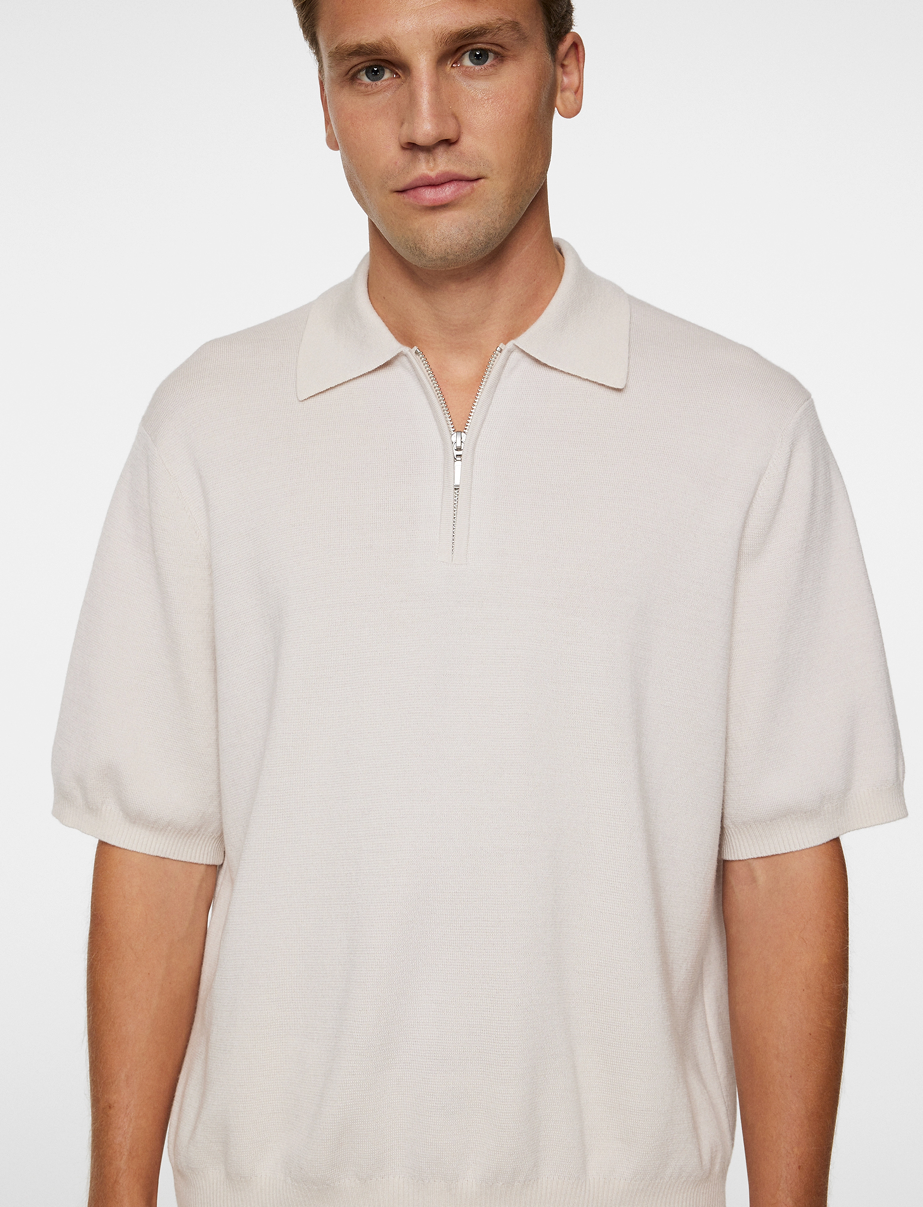 J. Lindeberg - Tyler Quarter Zip Knit Polo - moonbeam - 5