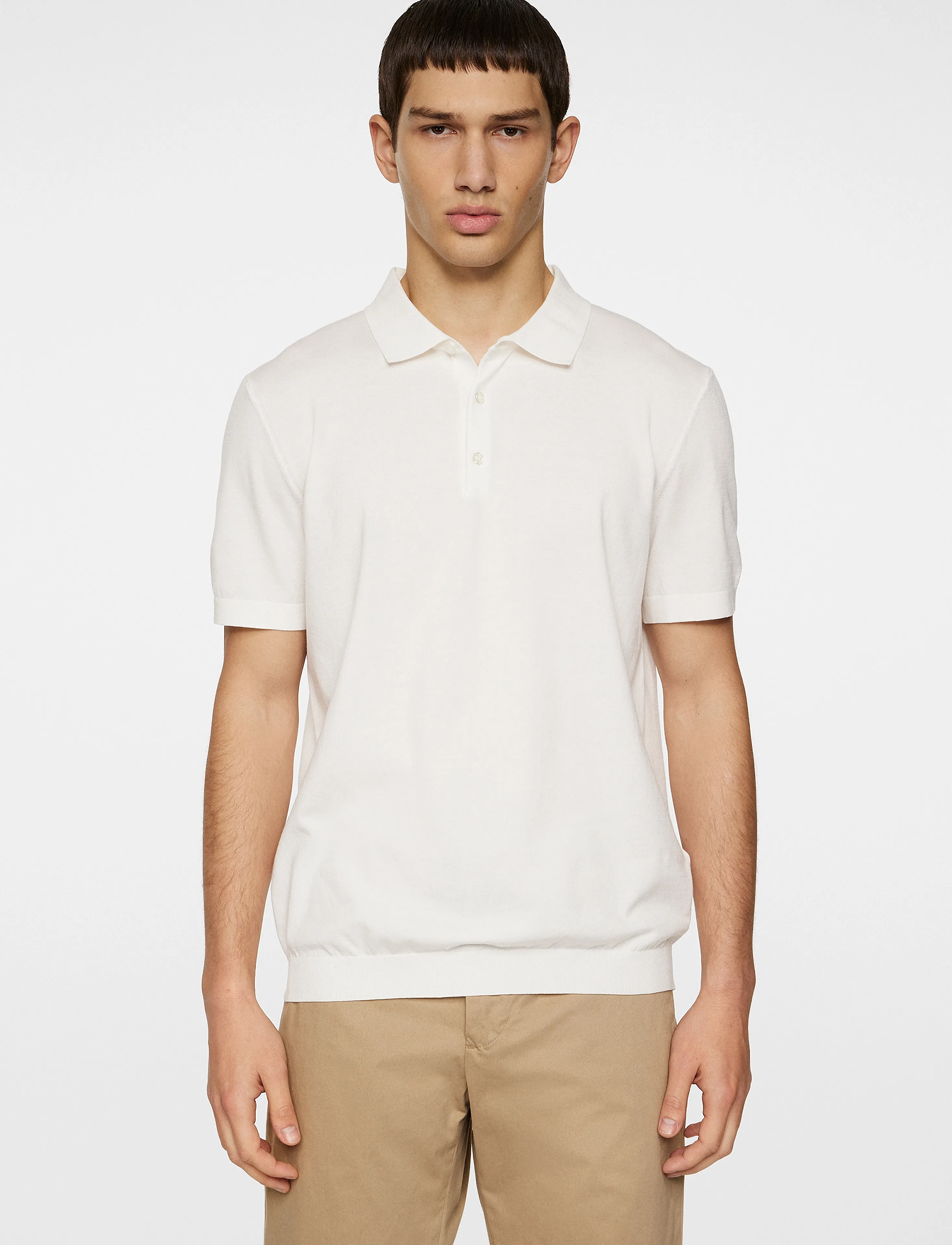 J. Lindeberg Ridge Knitted Polo, Mænd, Strikket Polo, Hvid, Str: S