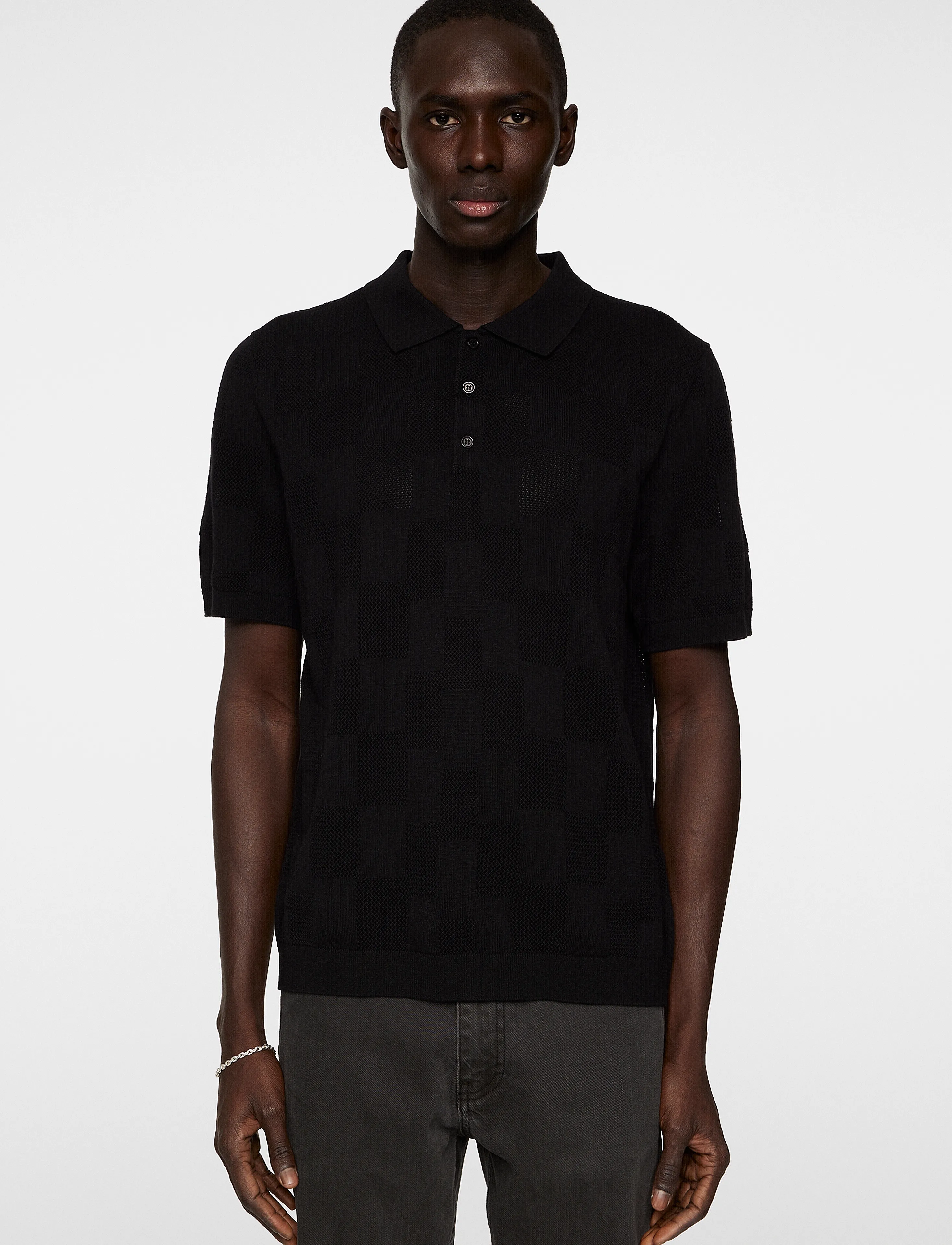 J. Lindeberg Reymond Stacked Bridge Polo - Skjorter - BLACK / black