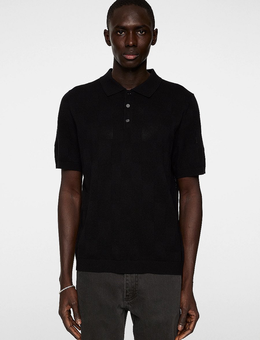 J. Lindeberg - Reymond Stacked Bridge Polo - kurzarmhemden - black - 0