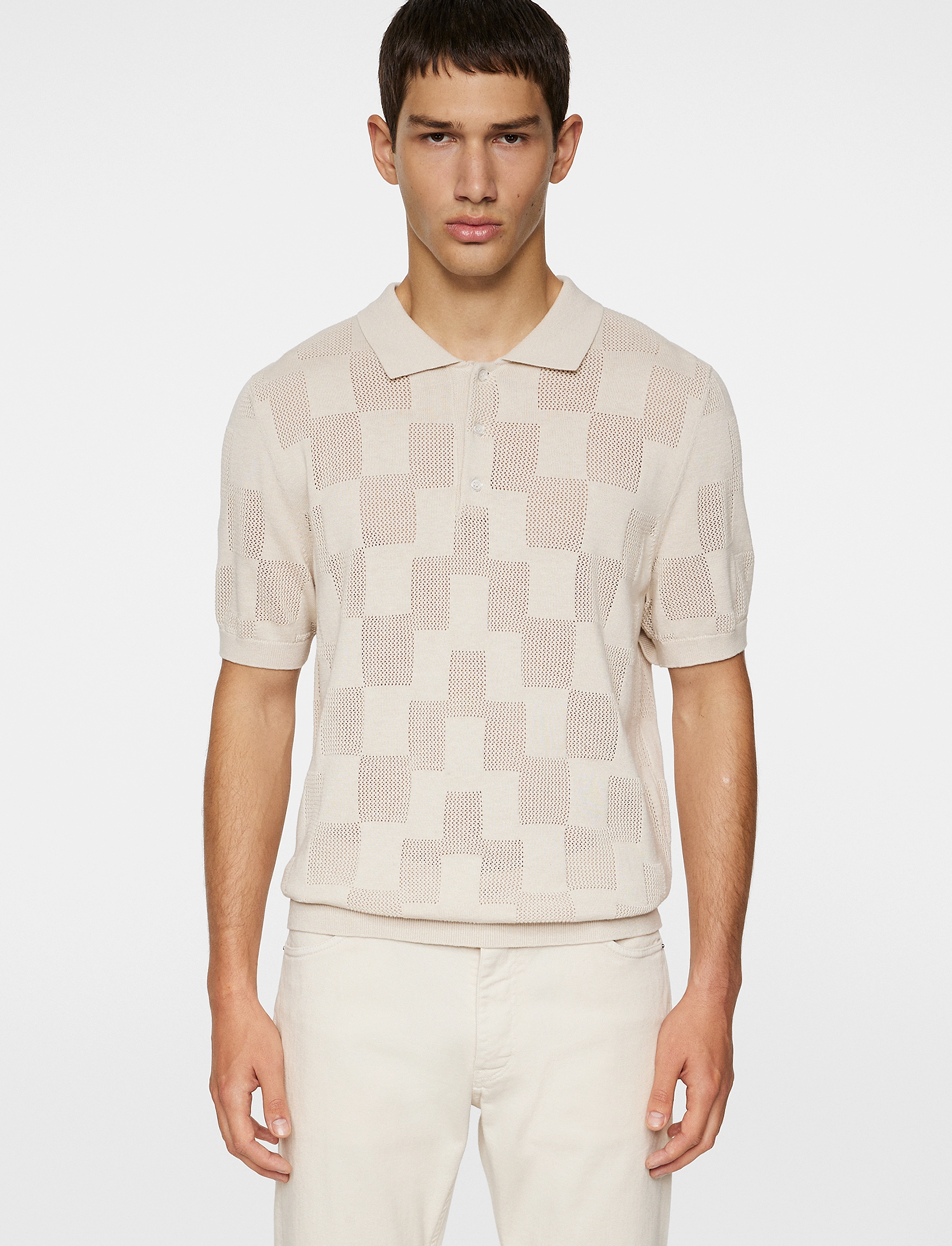 J. Lindeberg Reymond Stacked Bridge Polo - Deals - MOONBEAM / cream