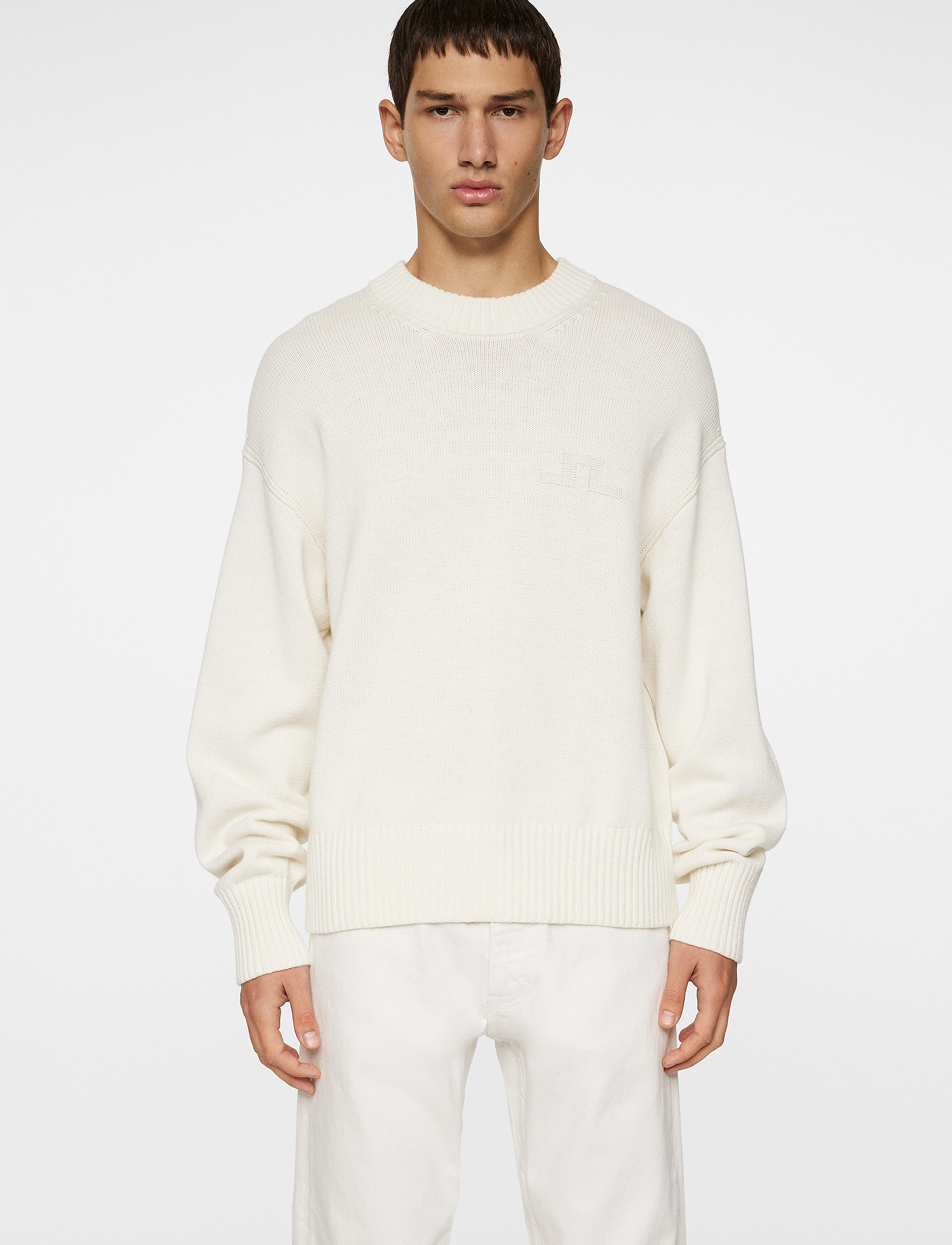 J. Lindeberg Eddy Cotton Wool Crew Neck, XXL, Sweatshirts & Hoodies, Weiß - Sweatshirts, Männerswear
