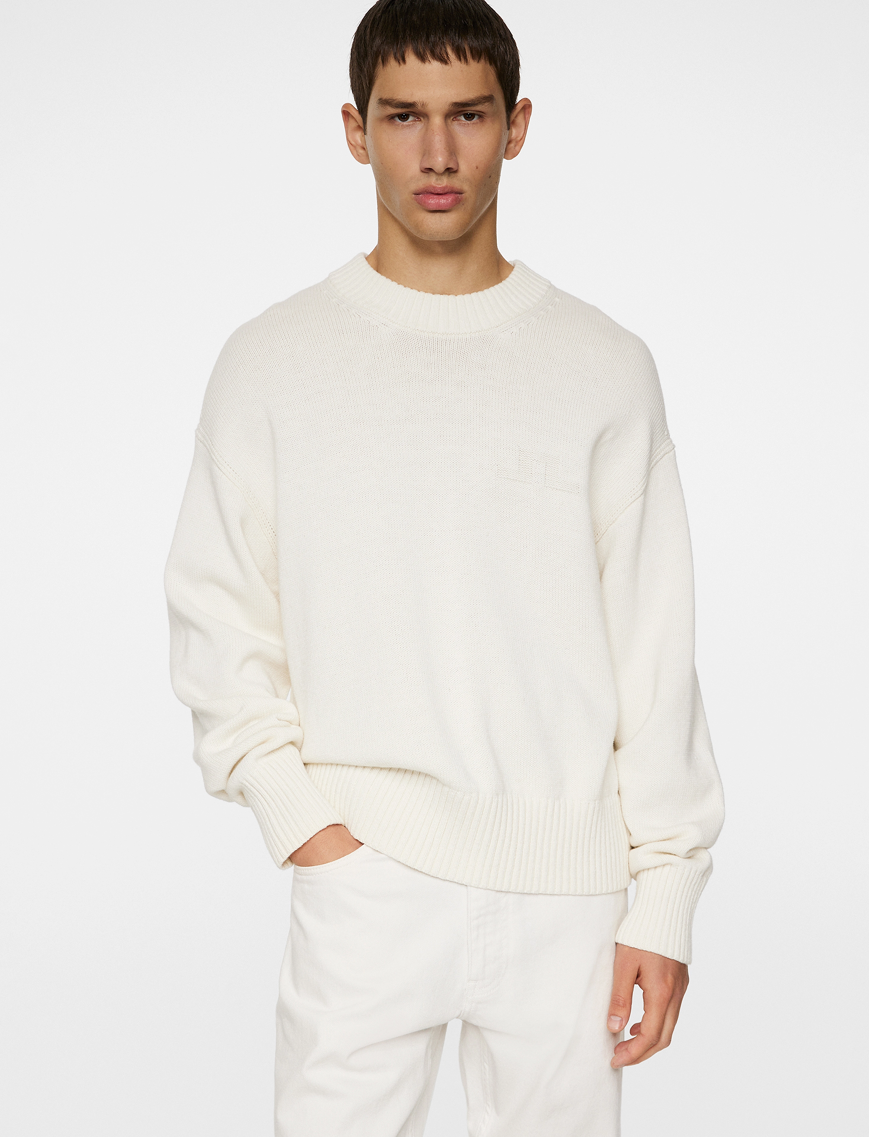 J. Lindeberg - Eddy Cotton Wool Crew Neck - puhkuse põhitooted - white - 5