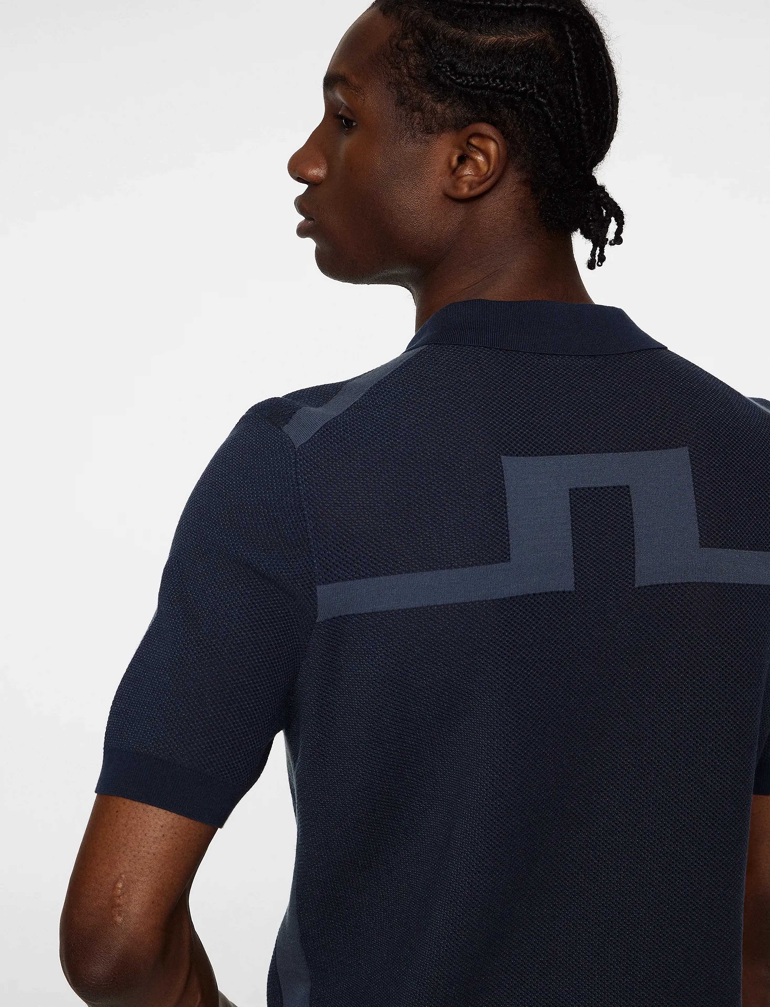 J. Lindeberg - Reymond Structure Knit Polo - feriefavoritter - ombre blue - 5
