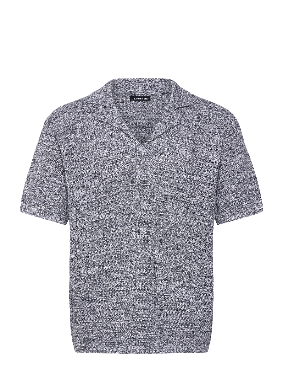 J. Lindeberg - Ethan Open Collar Knit Polo - kootud polosärgid - ombre blue - 1