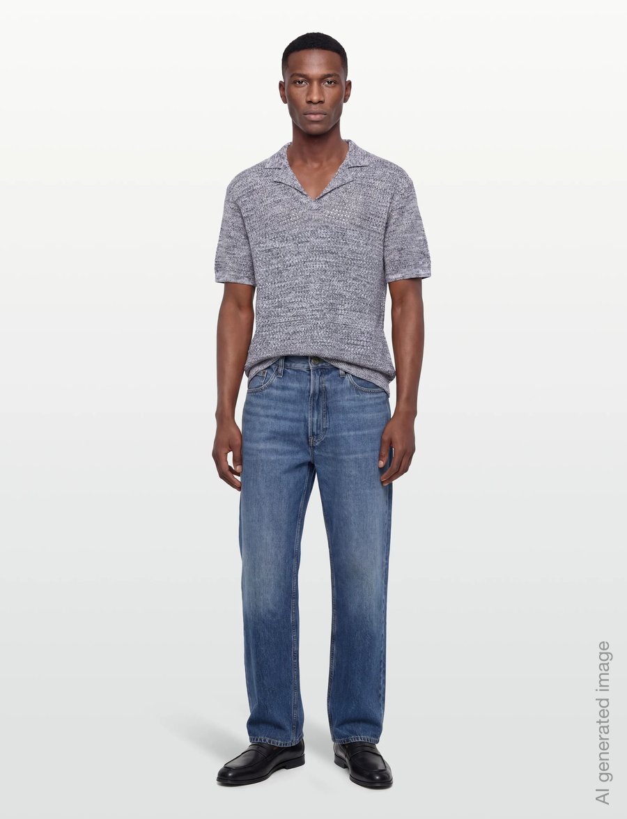 J. Lindeberg - Ethan Open Collar Knit Polo - kootud polosärgid - ombre blue - 0