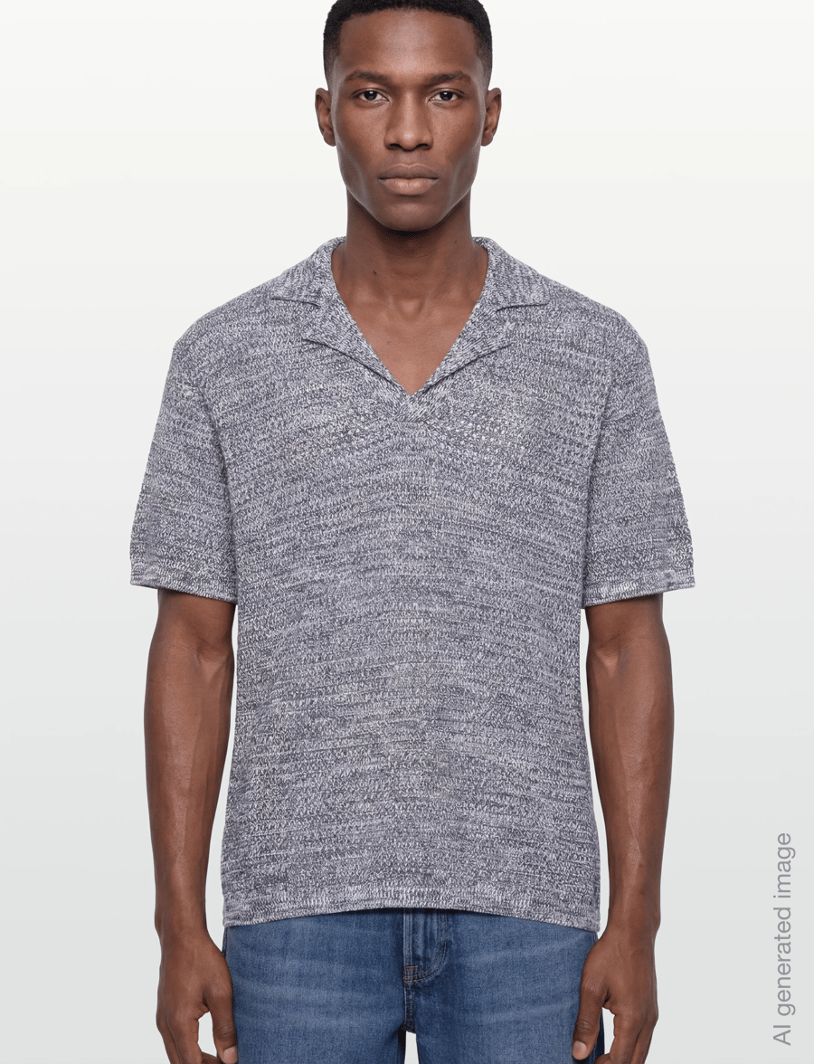 J. Lindeberg - Ethan Open Collar Knit Polo - kootud polosärgid - ombre blue - 3
