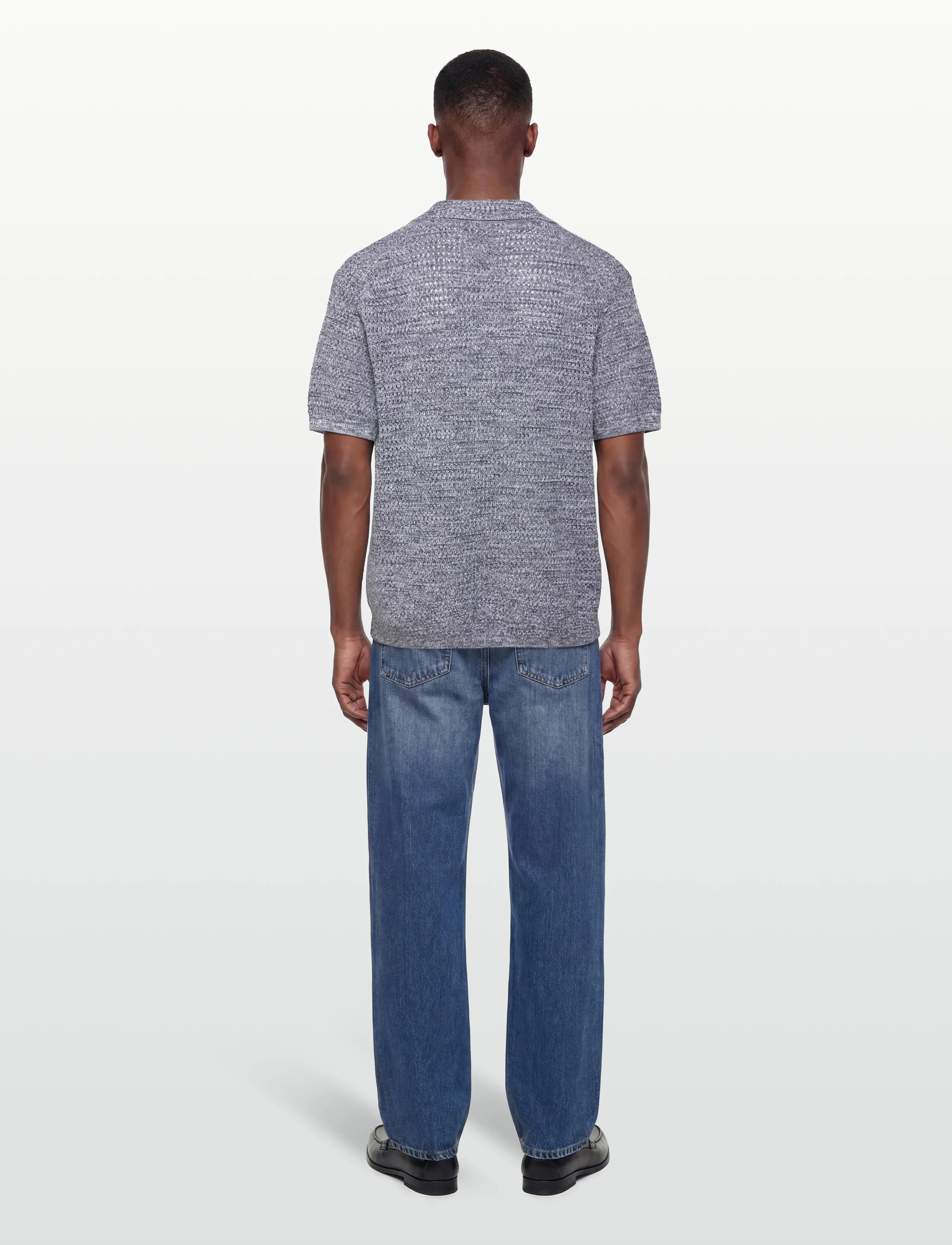 J. Lindeberg - Ethan Open Collar Knit Polo - kootud polosärgid - ombre blue - 4