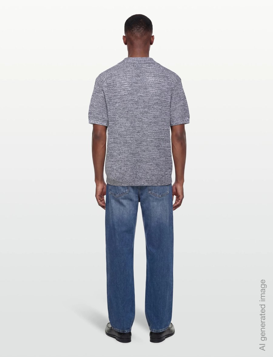 J. Lindeberg - Ethan Open Collar Knit Polo - kootud polosärgid - ombre blue - 4