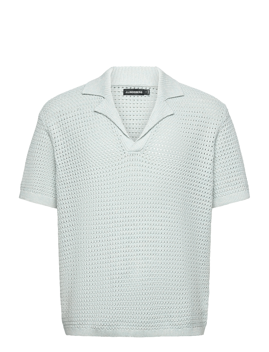 J. Lindeberg - Ethan Open Collar Knit Polo - knitted polos - winter sky - 1