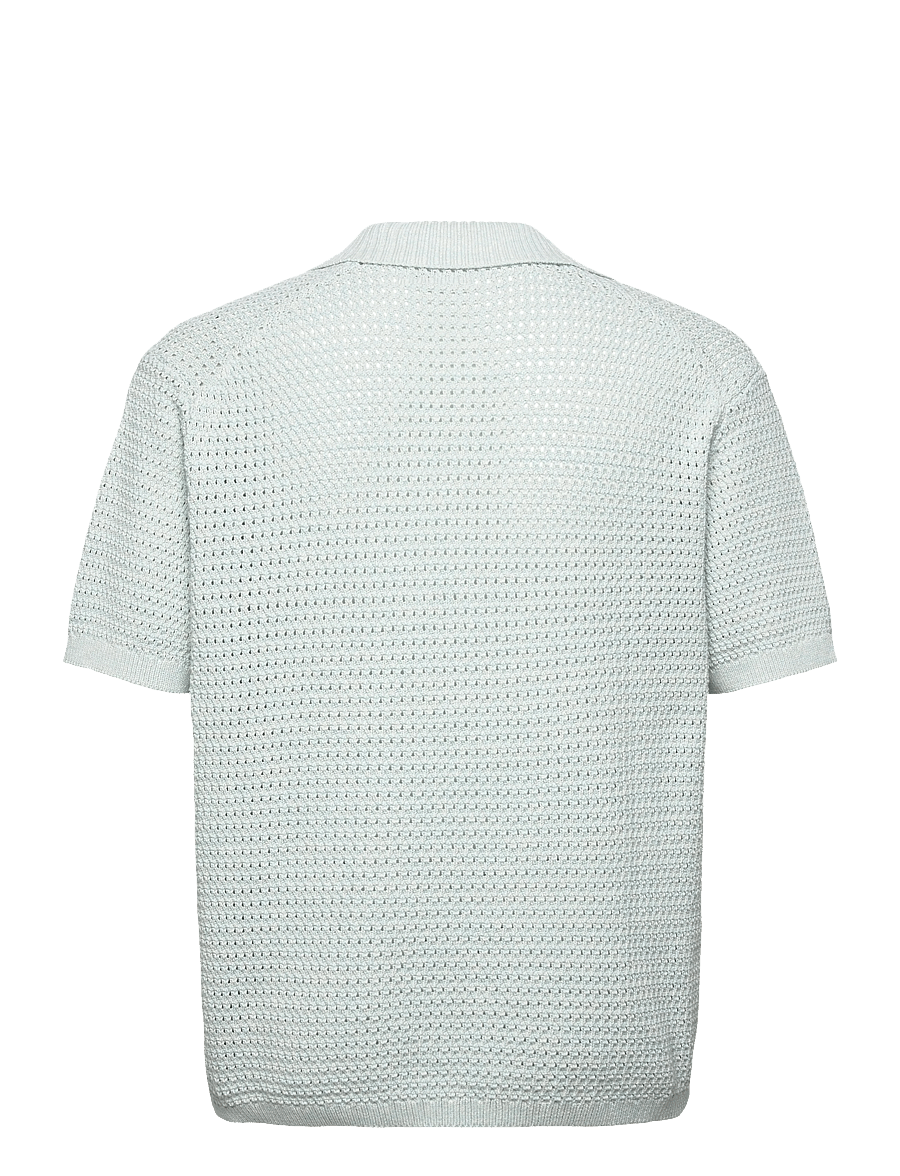 J. Lindeberg - Ethan Open Collar Knit Polo - knitted polos - winter sky - 2