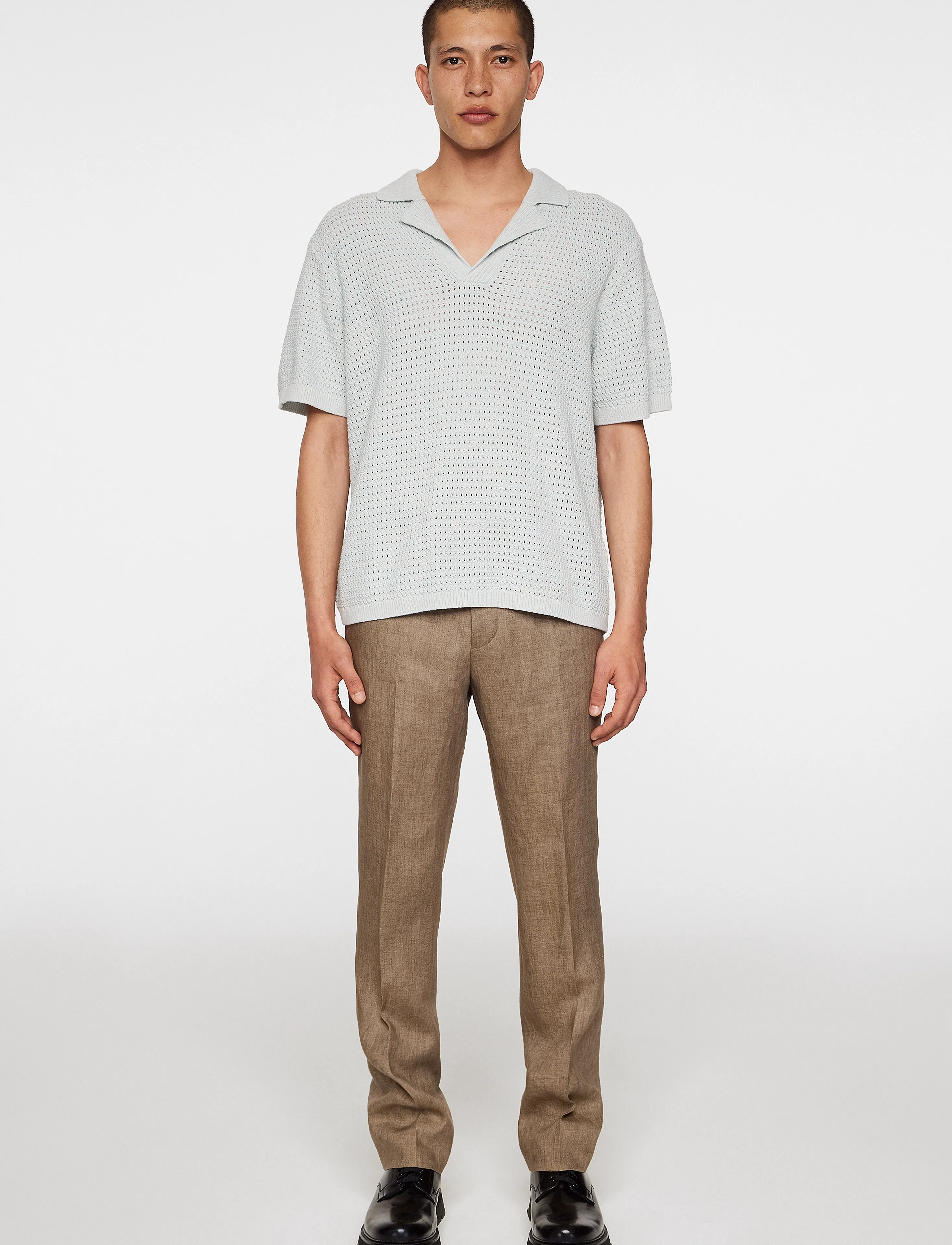 J. Lindeberg - Ethan Open Collar Knit Polo - polos en tricot - winter sky - 4