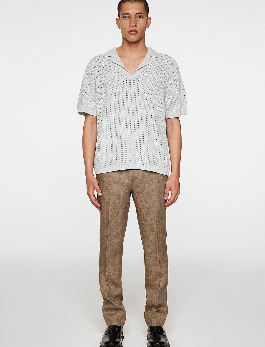 J. Lindeberg - Ethan Open Collar Knit Polo - knitted polos - winter sky - 4