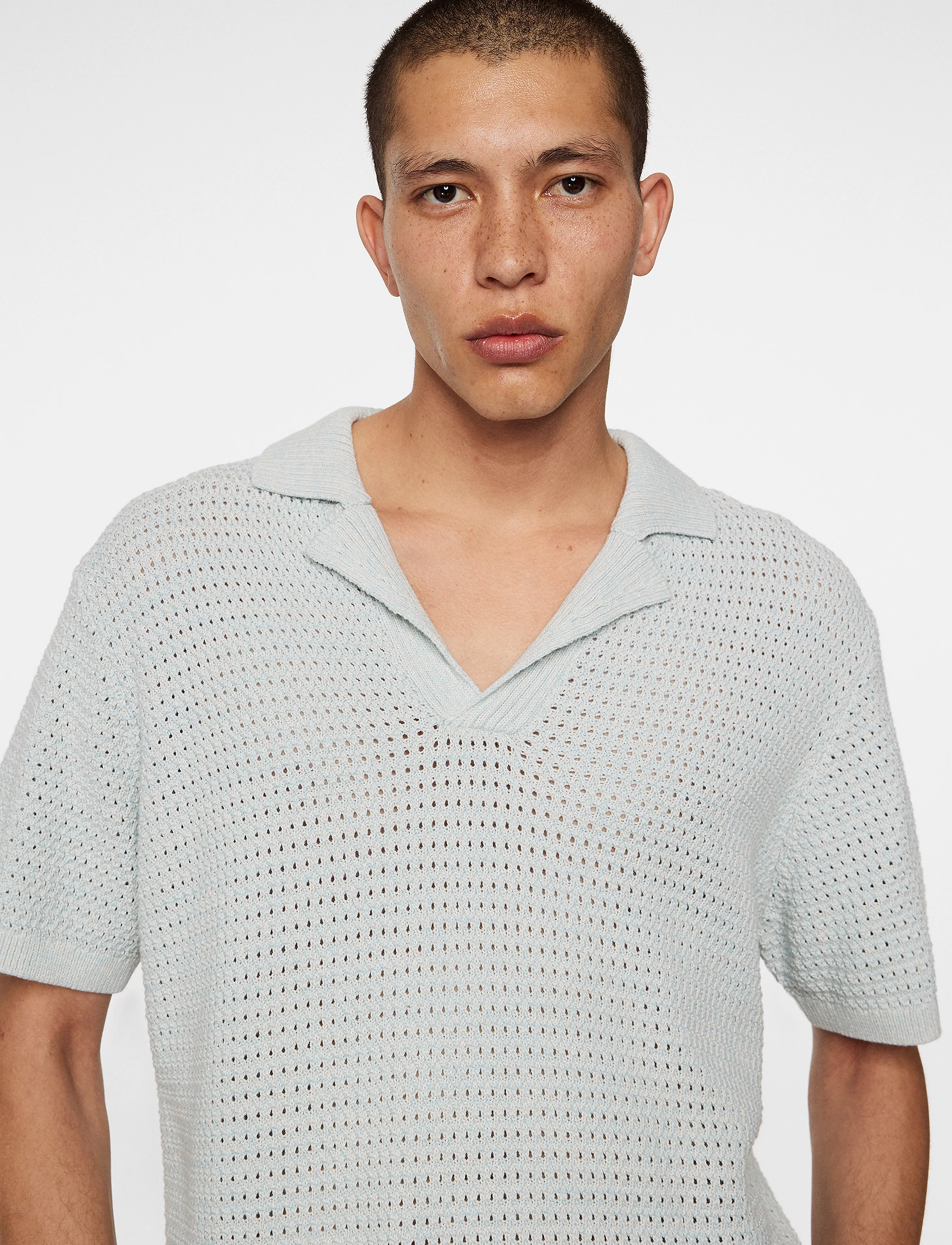 J. Lindeberg - Ethan Open Collar Knit Polo - polos en tricot - winter sky - 5