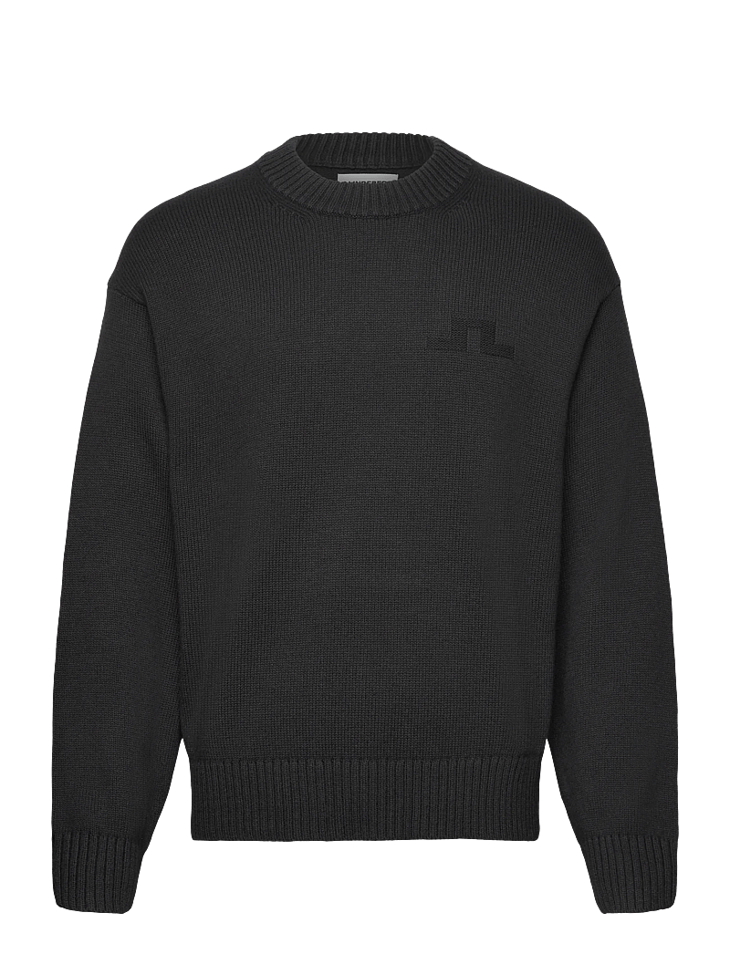 J. Lindeberg - Eddy Cotton Wool Crew Neck - Ümmarguse kaelusega kudumid - black - 1