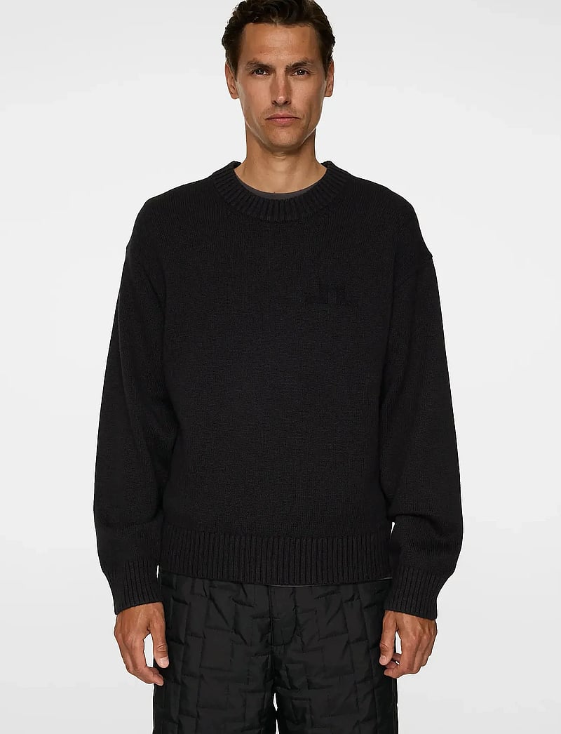 J. Lindeberg - Eddy Cotton Wool Crew Neck - Ümmarguse kaelusega kudumid - black - 0