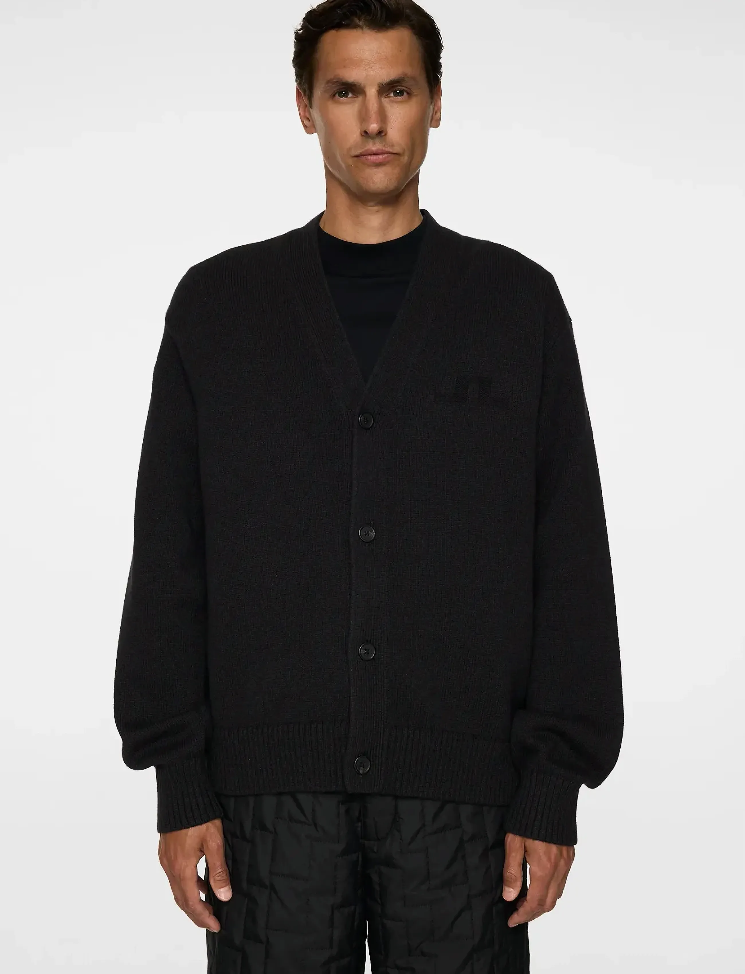 J. Lindeberg Eddy Wool Blend Cardigan, L, Knitwear, Schwarz - Cardigans, Männerswear