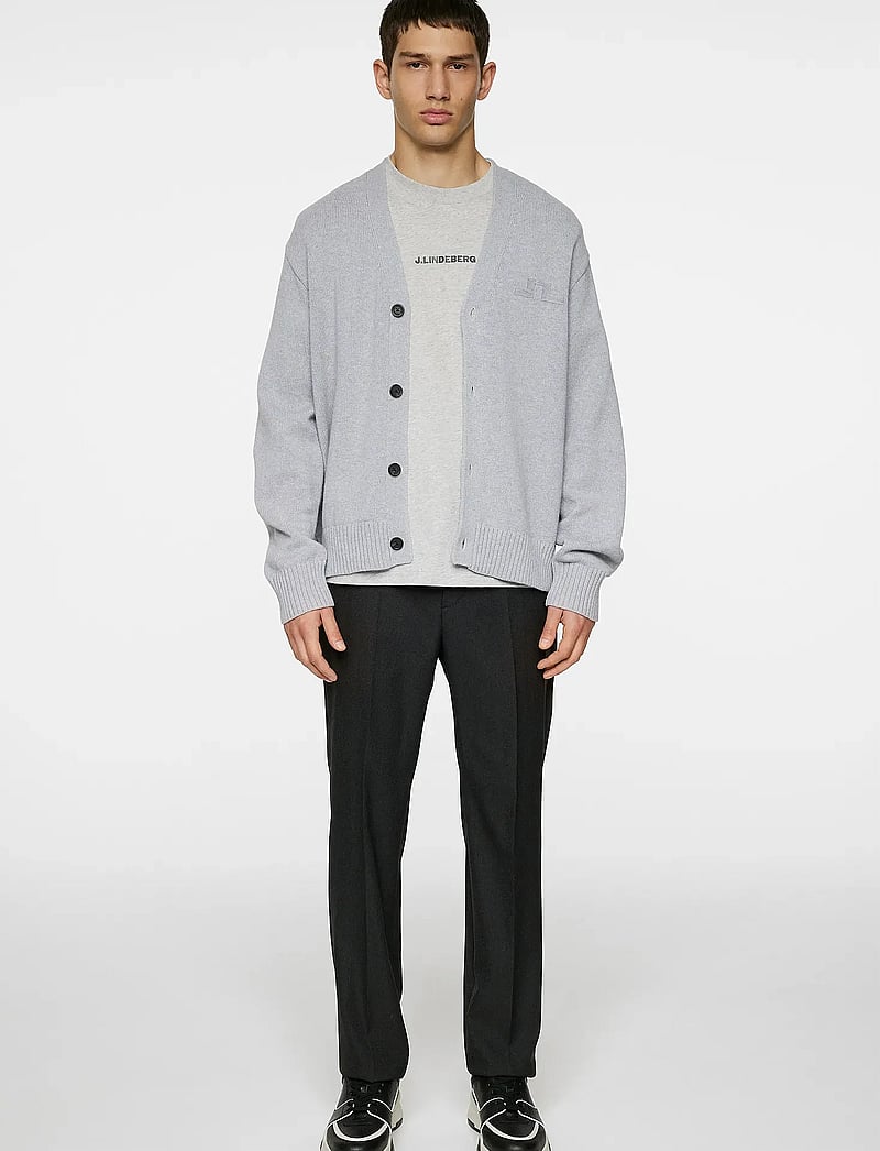 J. Lindeberg - Eddy Wool Blend Cardigan - koftor - light grey melange - 4